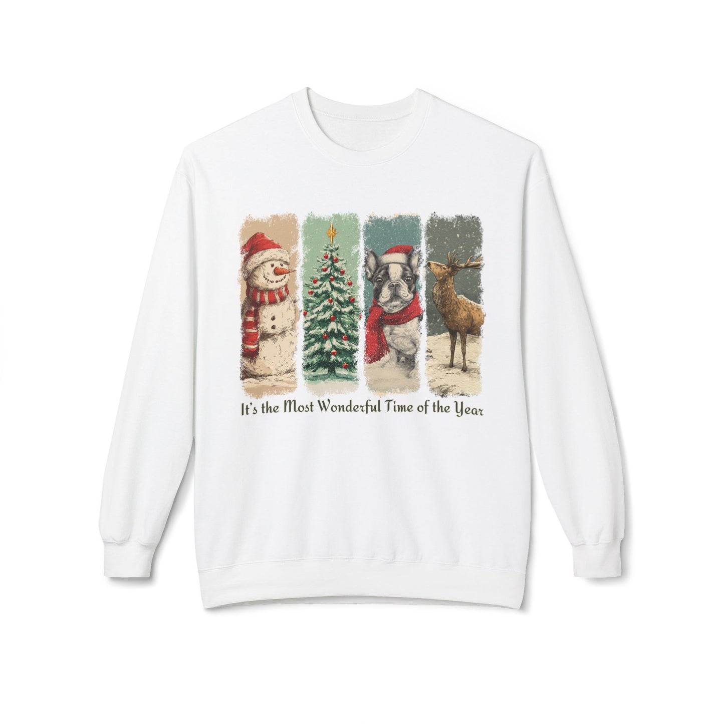 Frenchie Santa – Vintage Brush Stroke Christmas Sweater