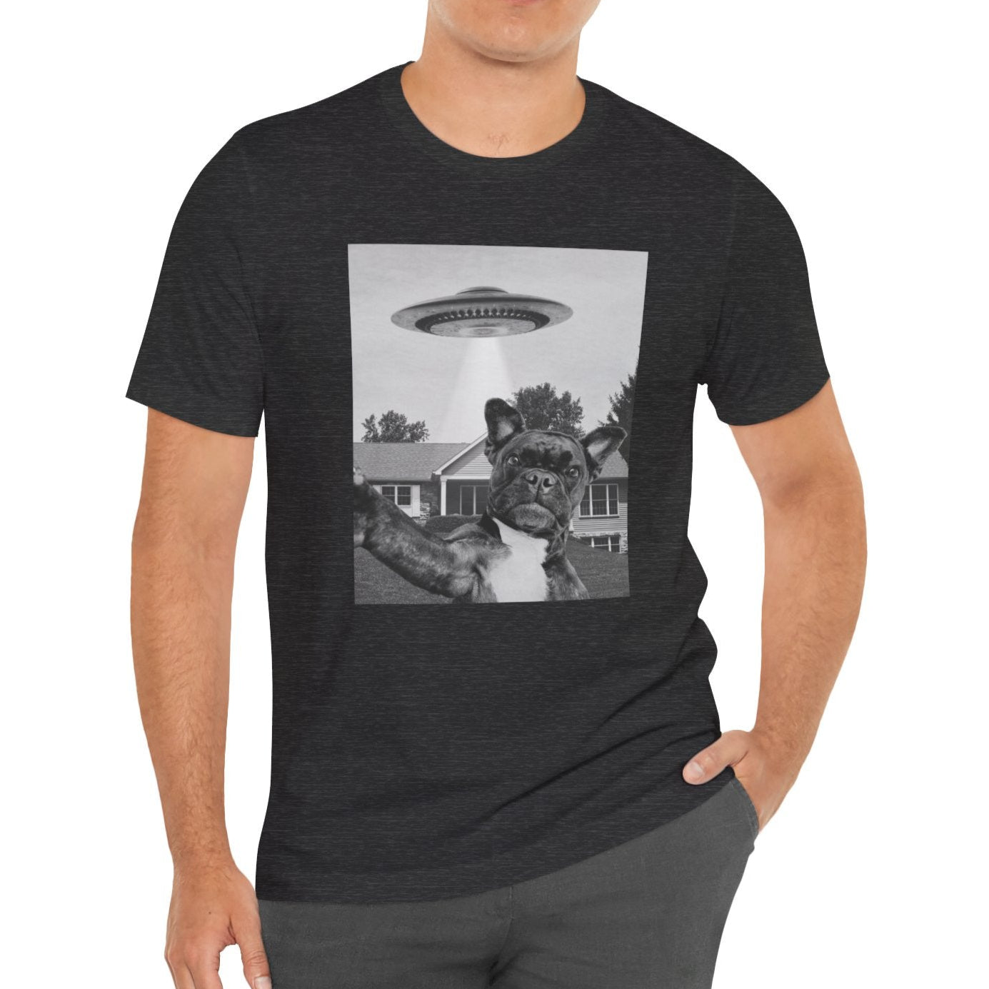 Funny Frenchie Alien Selfie T-Shirt