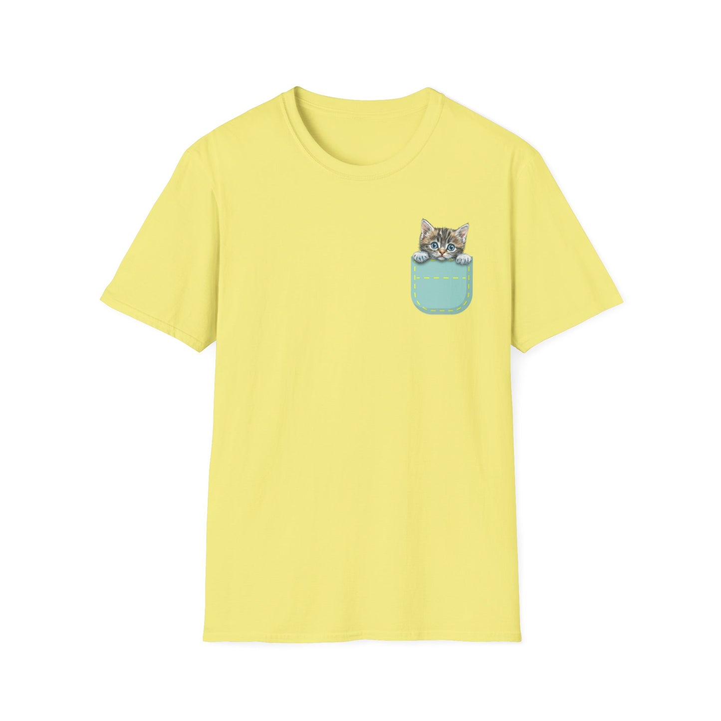 Peek-A-Boo Kitten Pocket - Unisex Softstyle T-Shirt