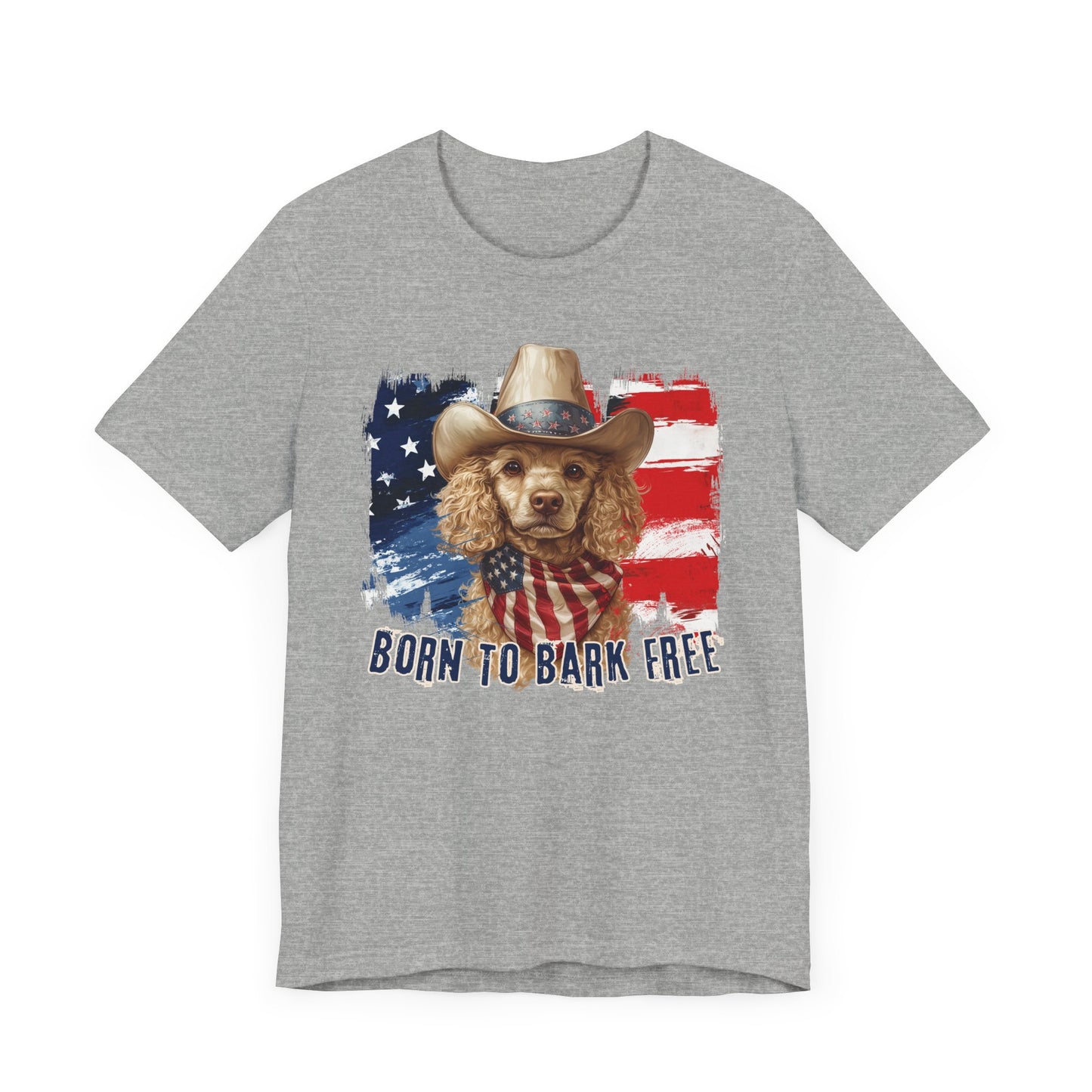 born to bark free poodle patriotic t-shirt, 4th of july, independance day dog lover t-shirt