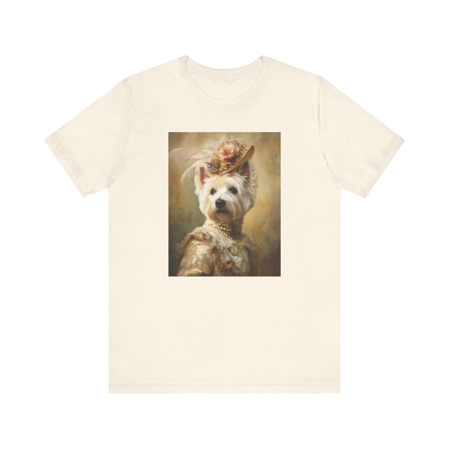 Royal Westie Girl Portrait Tee – Customizable Aristocrat Dog Shirt
