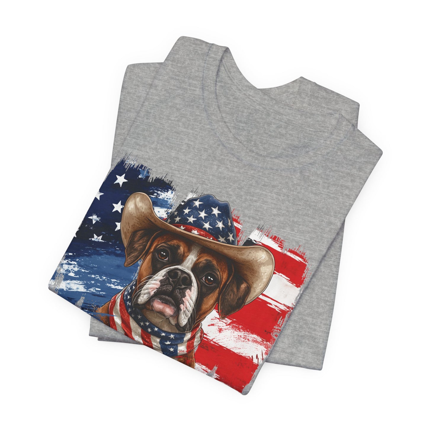 Boxer Patriotic T-Shirt "Born to Bark Free" - Dog-Themed Patriotic Design