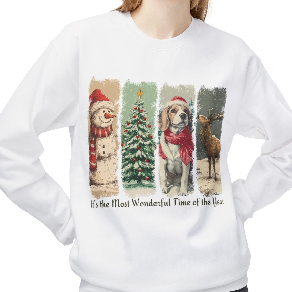 Beagle Santa – Vintage Brush Stroke Christmas Sweater