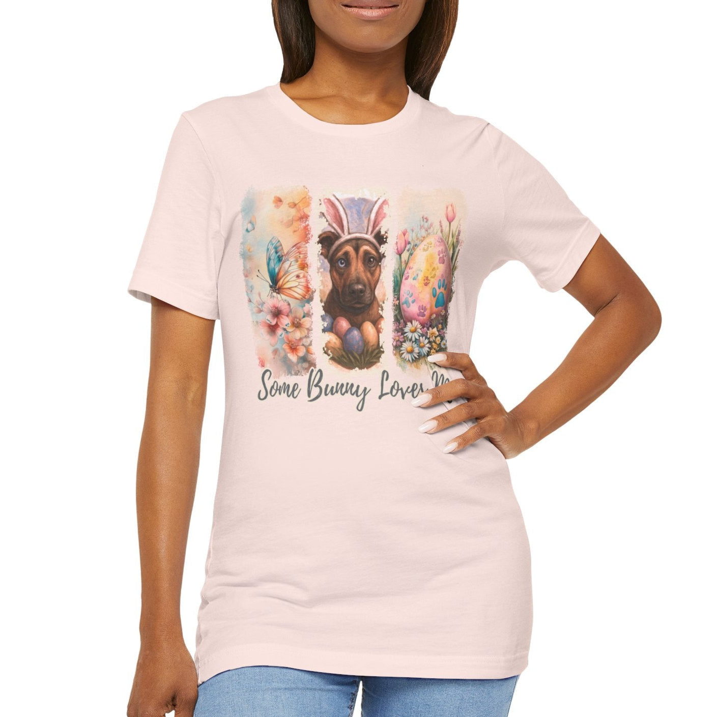 Custom Dog Lover Easter T-Shirt – "Some Bunny Loves Me" 3 paint strokes