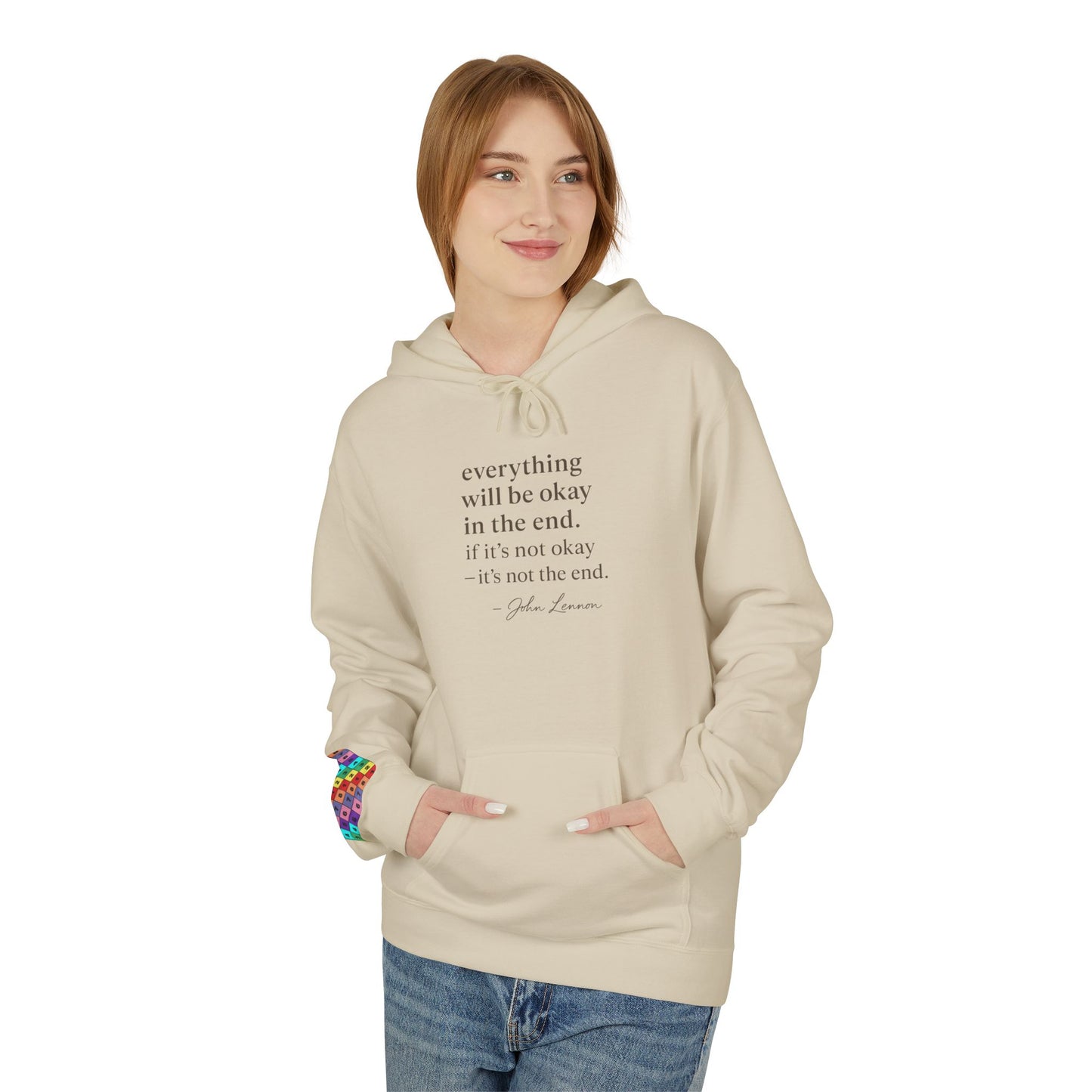 "It’s Not the End" John Lennon Quote Hoodie Inspirational Quote Fleece Hoodie