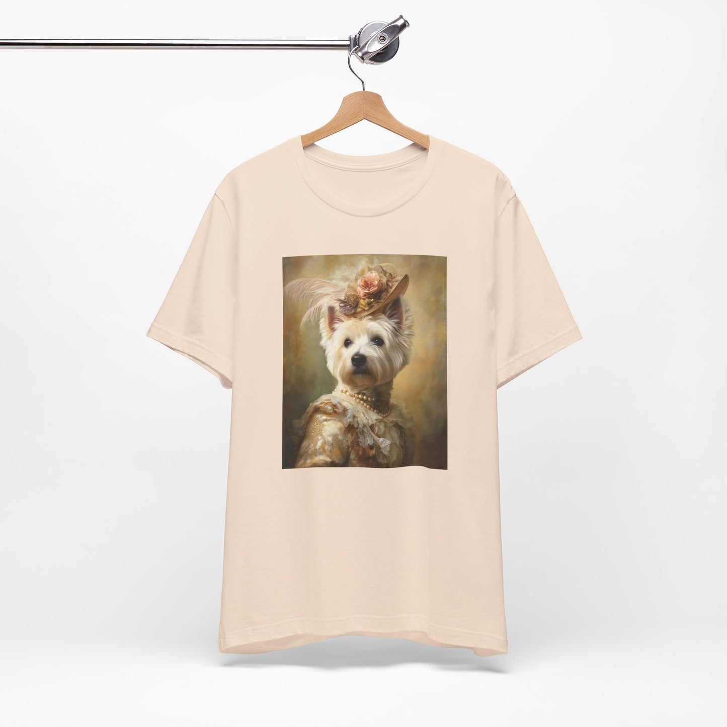 Royal Westie Girl Portrait Tee – Customizable Aristocrat Dog Shirt