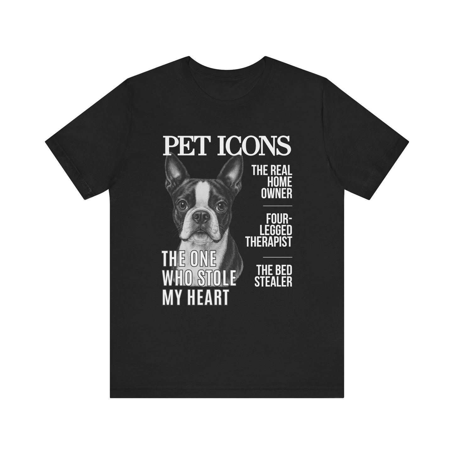 Pet Icons T-shirt - Boston Terrier Edition