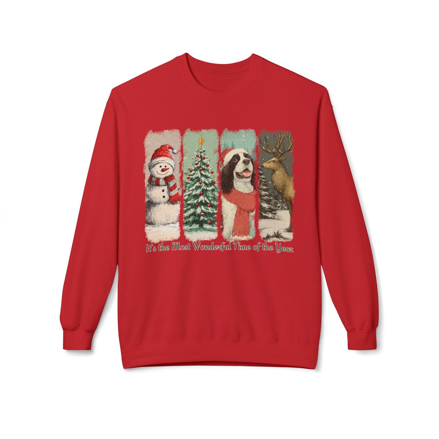 English Springer Spaniel Santa – Vintage Brush Stroke Christmas Sweater