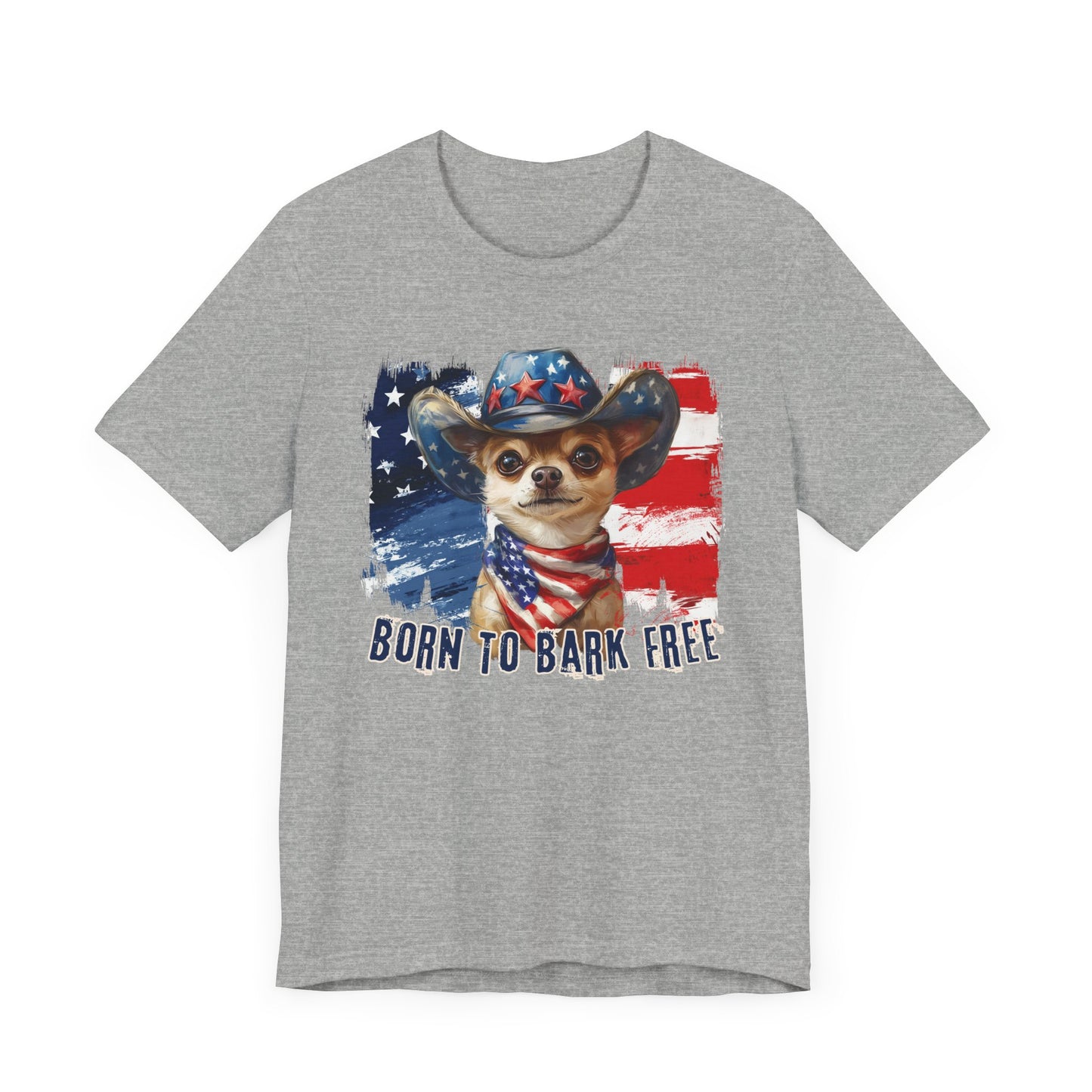 Chihuahua Patriotic T-Shirt "Born to Bark Free" - Dog-Themed Patriotic Design