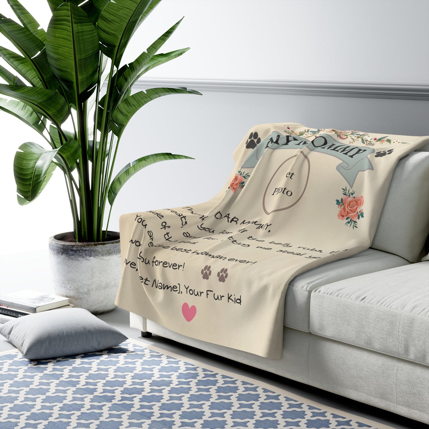 Personalized Dog Mom Blanket – Letter From Your Dog with Photo &Name - Shepra Fleece Blanket