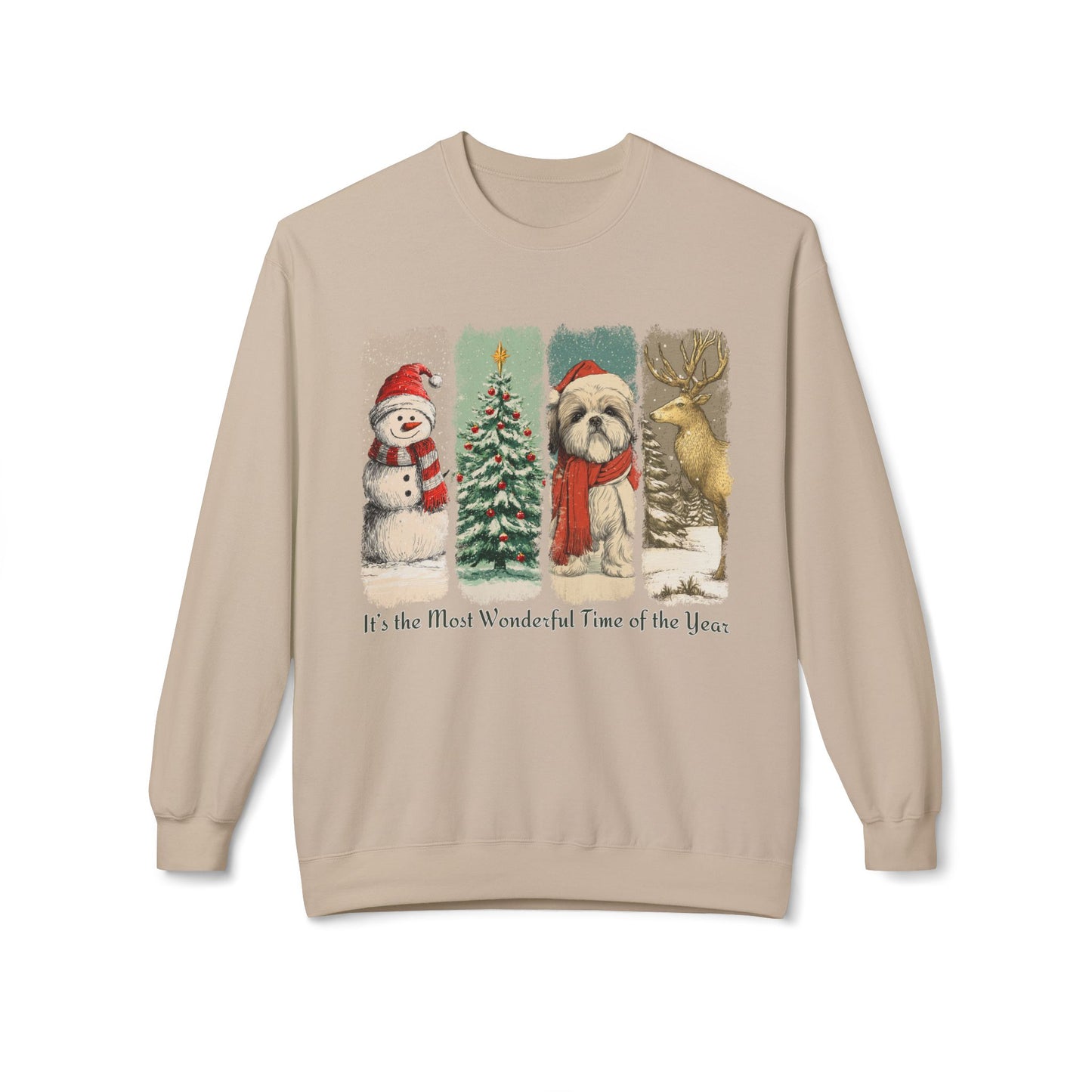 Shih Tzu Santa – Vintage Brush Stroke Christmas Sweater