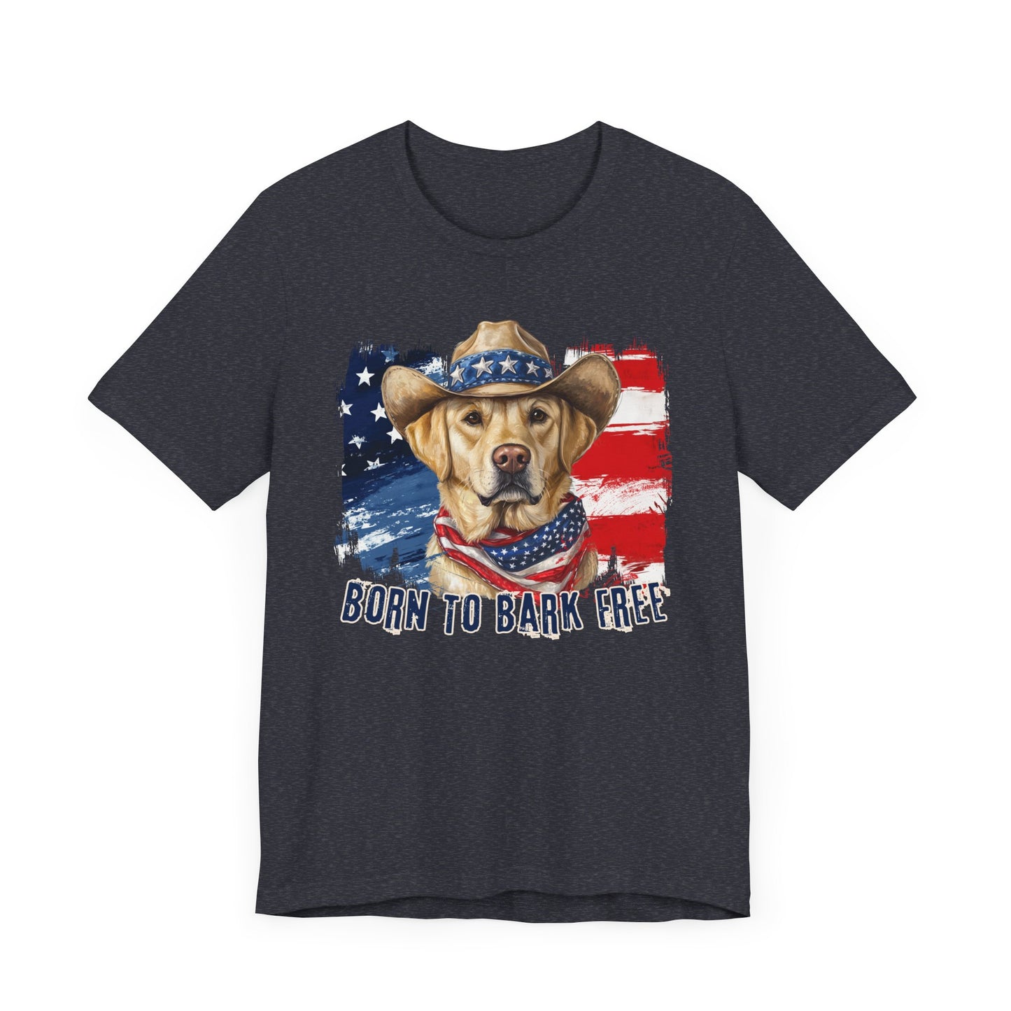 Yellow Labrador Patriotic T-Shirt "Born to Bark Free"