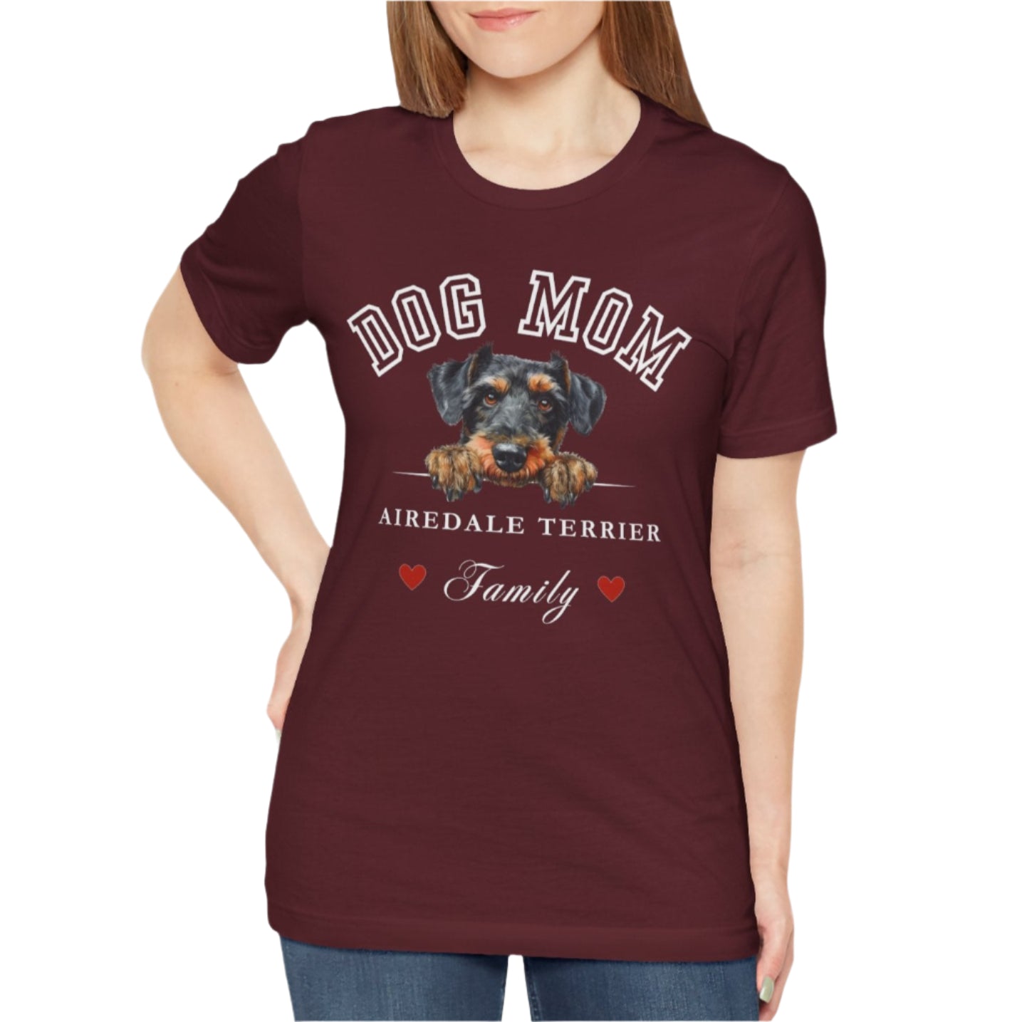 Airedale Terrier Mom Family T-Shirt - Mother’s Day Gift for Dog Lovers