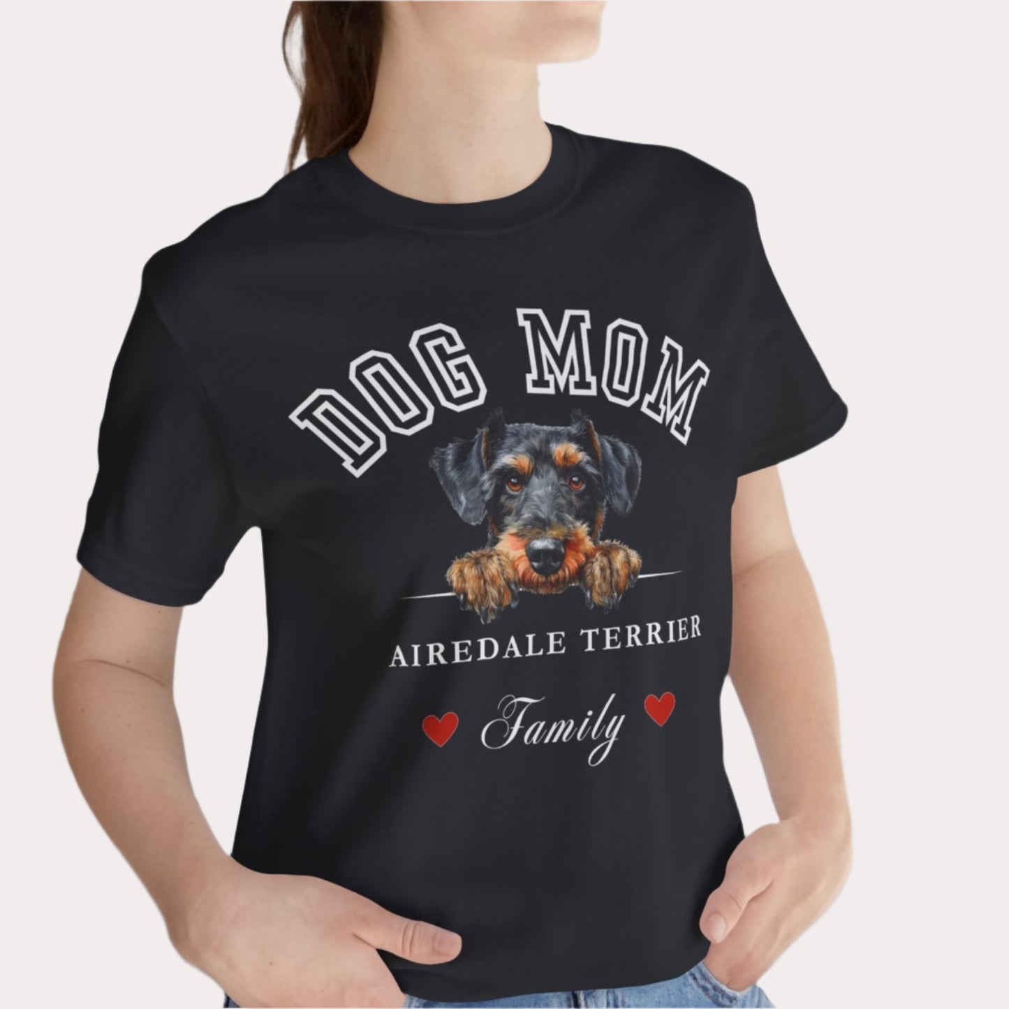 Airedale Terrier Mom Family T-Shirt - Mother’s Day Gift for Dog Lovers