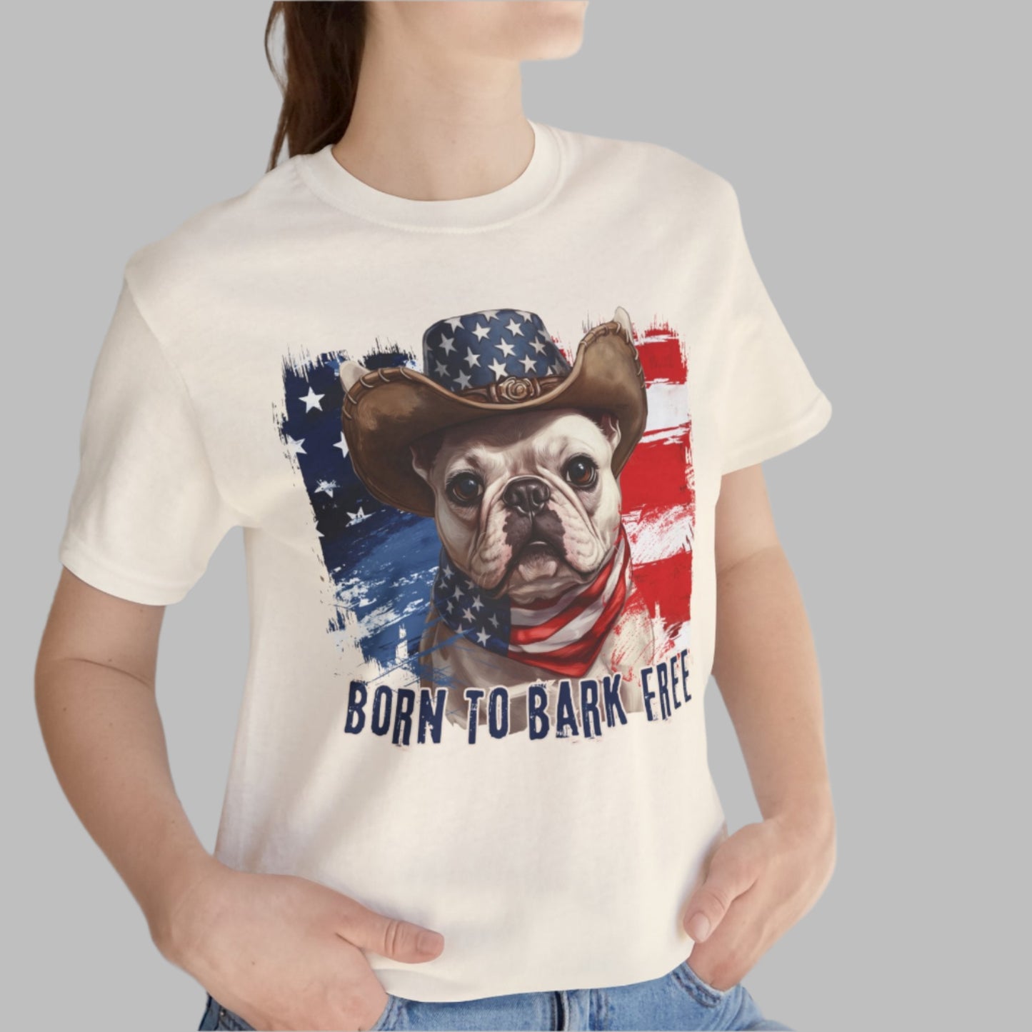 born to bark free frenchie patriotic t-shirt, 4th of july, independance day dog lover t-shirt