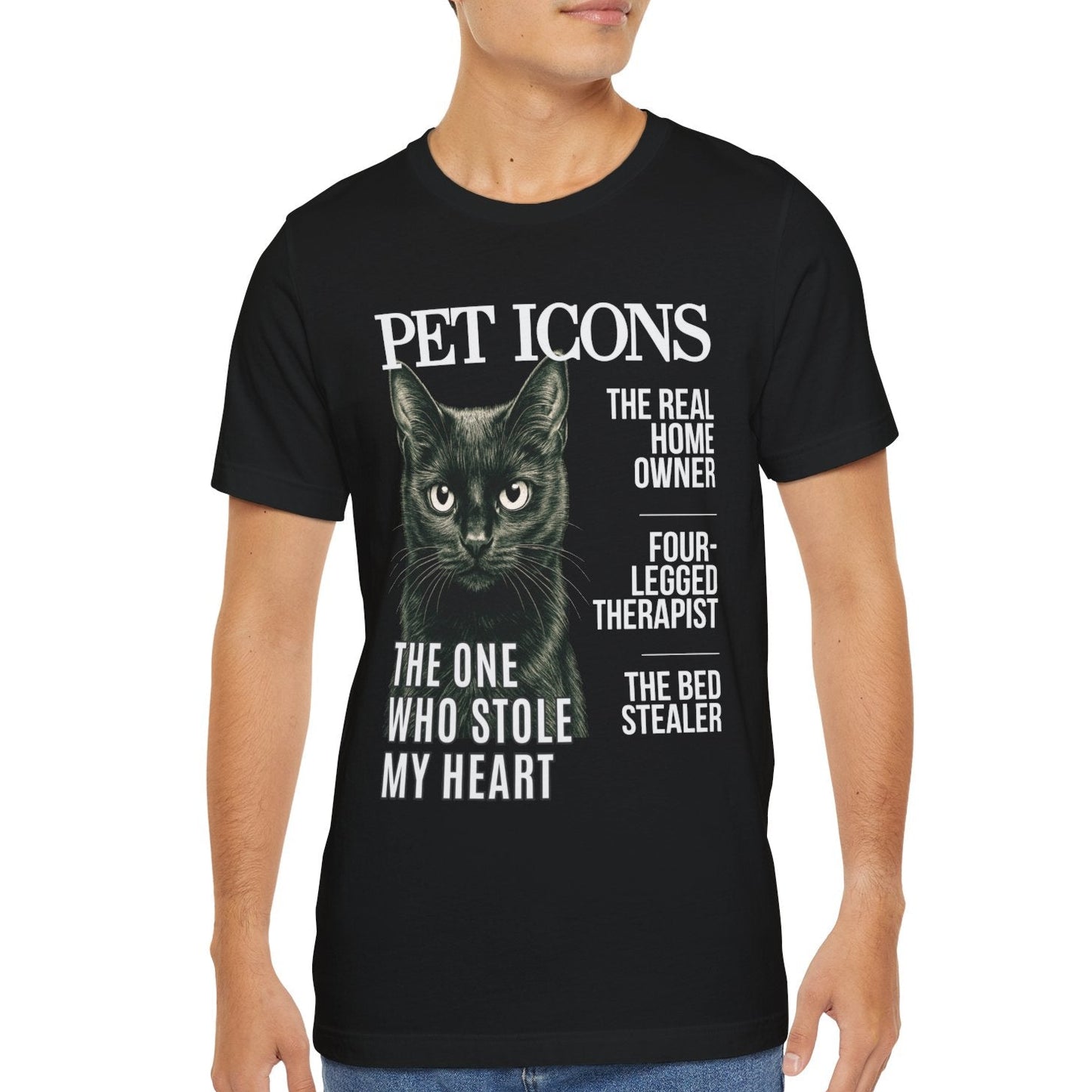 Pet Icons T-shirt - Black Cat Edition