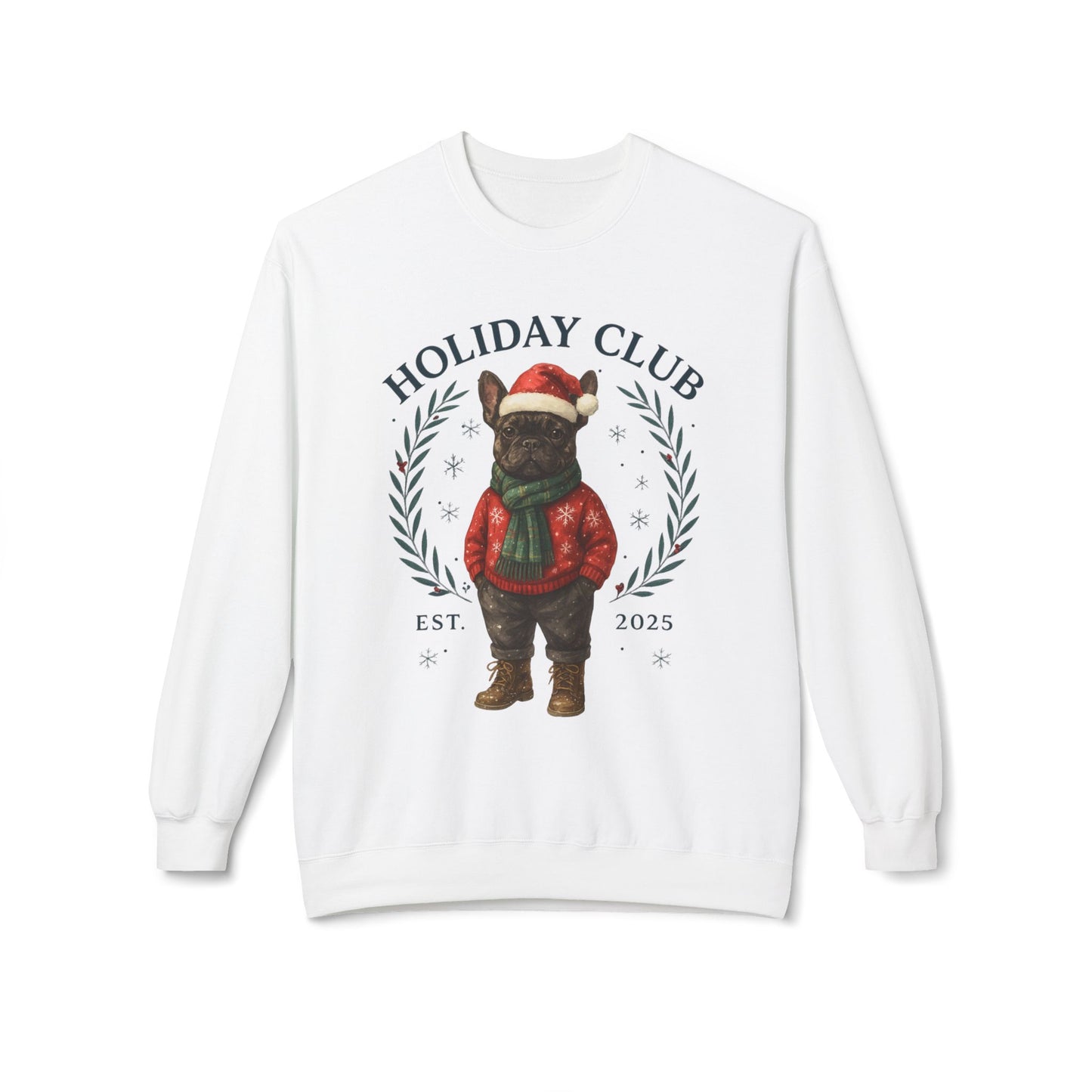 Brindle Frenchie Holiday Club Christmas Sweater