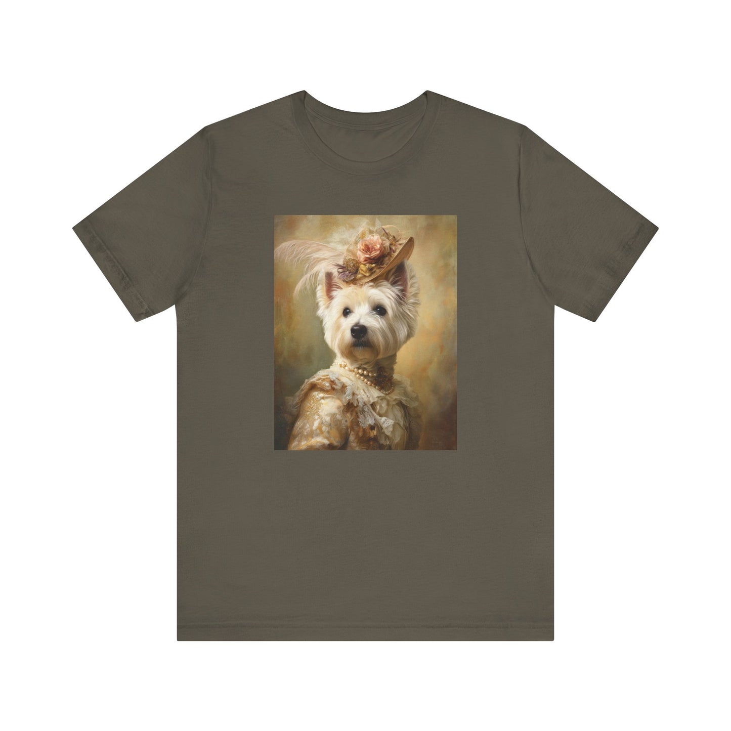 Royal Westie Girl Portrait Tee – Customizable Aristocrat Dog Shirt