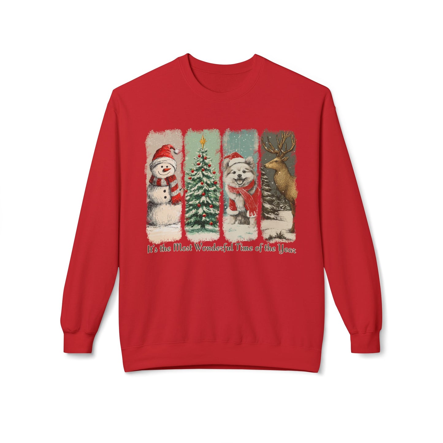 Pomeranian Santa – Vintage Brush Stroke Christmas Sweater