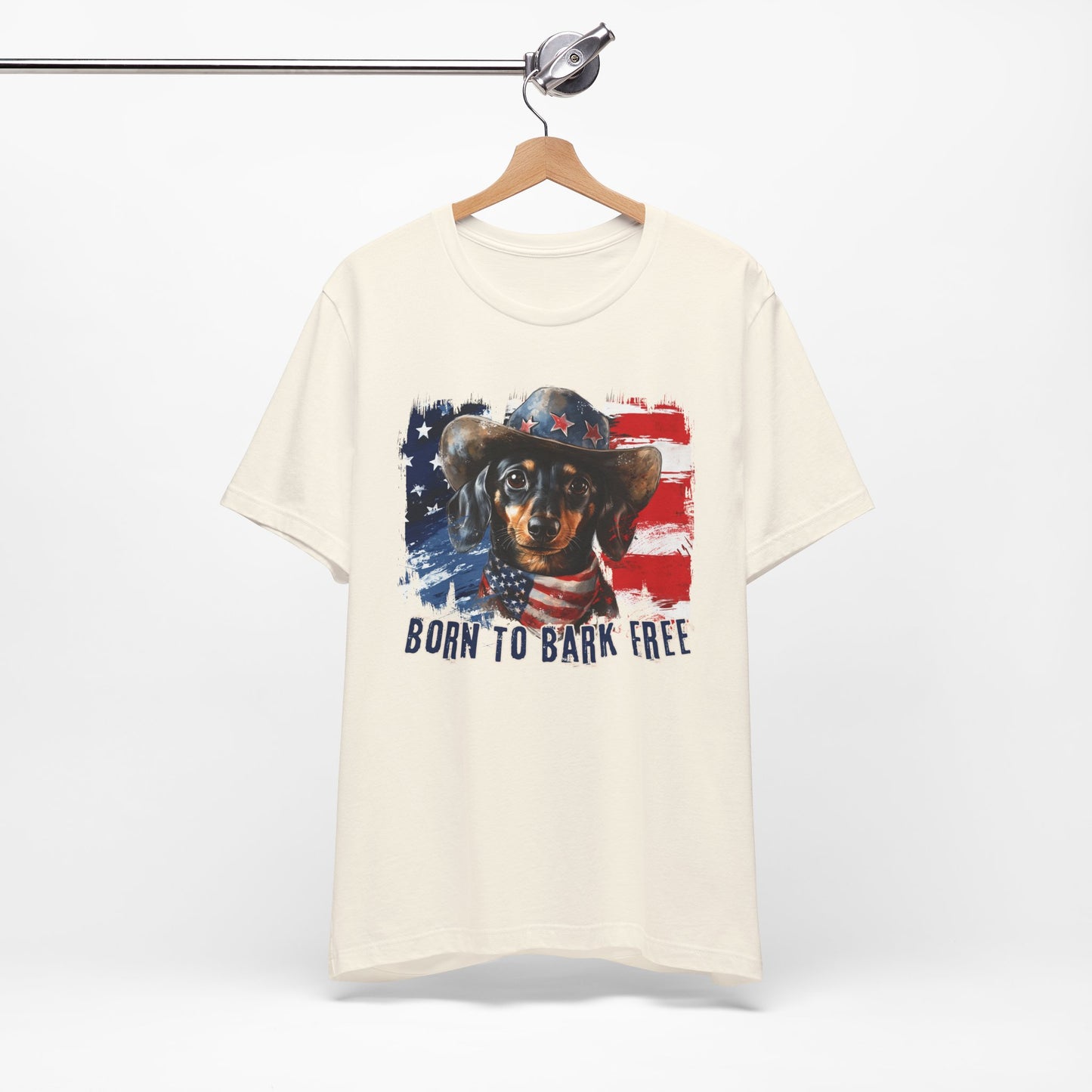 born to bark free dachshund patriotic t-shirt, 4th of july, independance day dog lover t-shirt