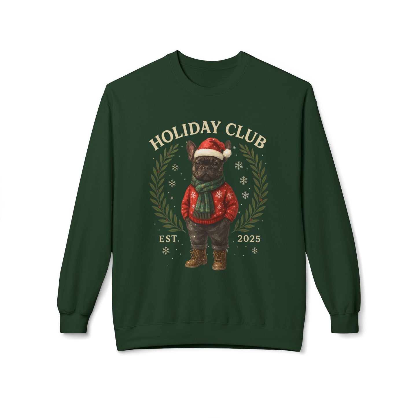 Brindle Frenchie Holiday Club Christmas Sweater