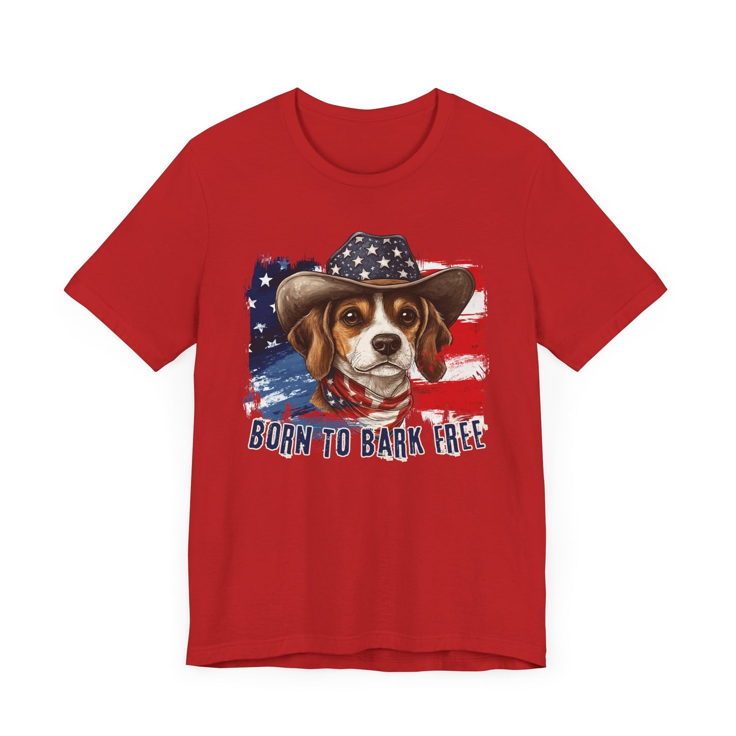 Beagle Patriotic T-Shirt "Born to Bark Free" - Dog-Themed Patriotic Design