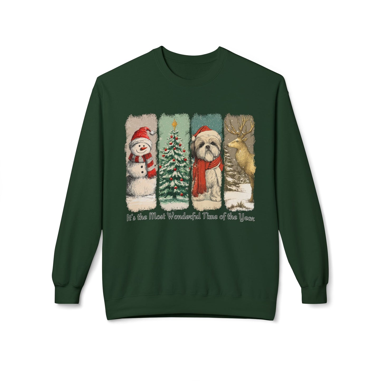Shih Tzu Santa – Vintage Brush Stroke Christmas Sweater