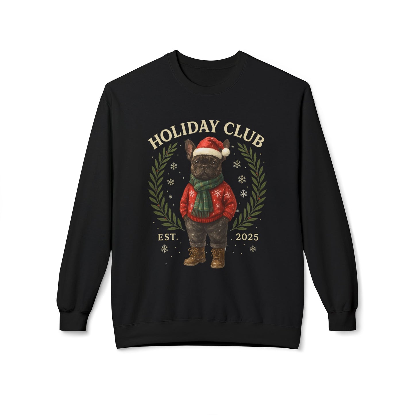 Brindle Frenchie Holiday Club Christmas Sweater