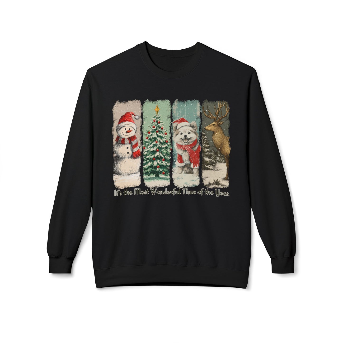 Pomeranian Santa – Vintage Brush Stroke Christmas Sweater
