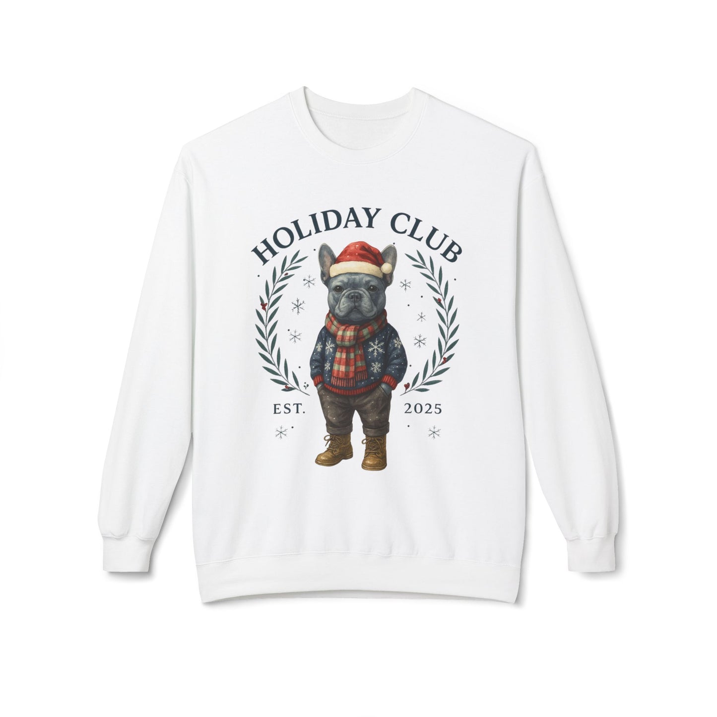 Blue Frenchie Holiday Club Christmas Sweater