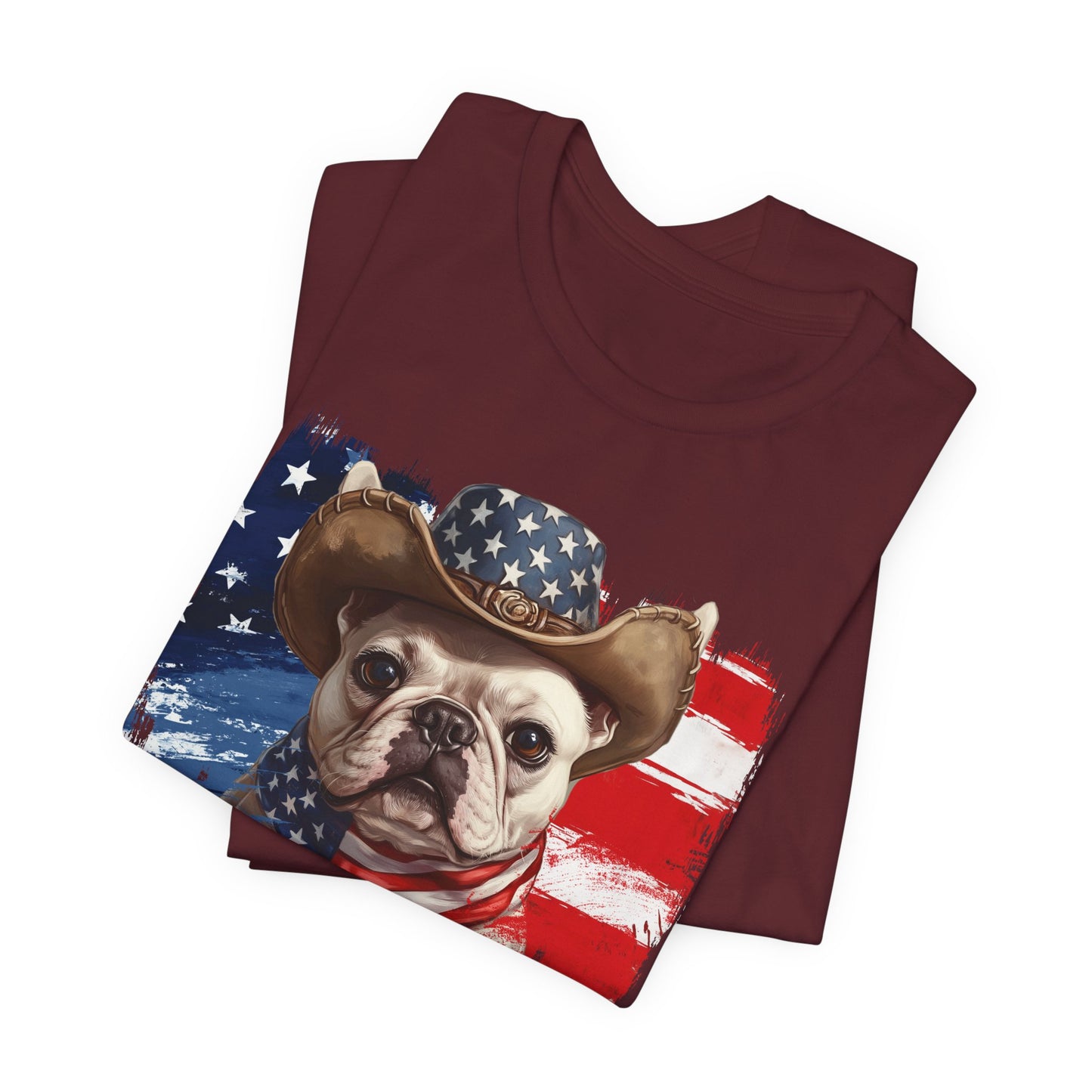 French Bulldog Patriotic T-Shirt "Born to Bark Free" - Dog-Themed Patriotic Design