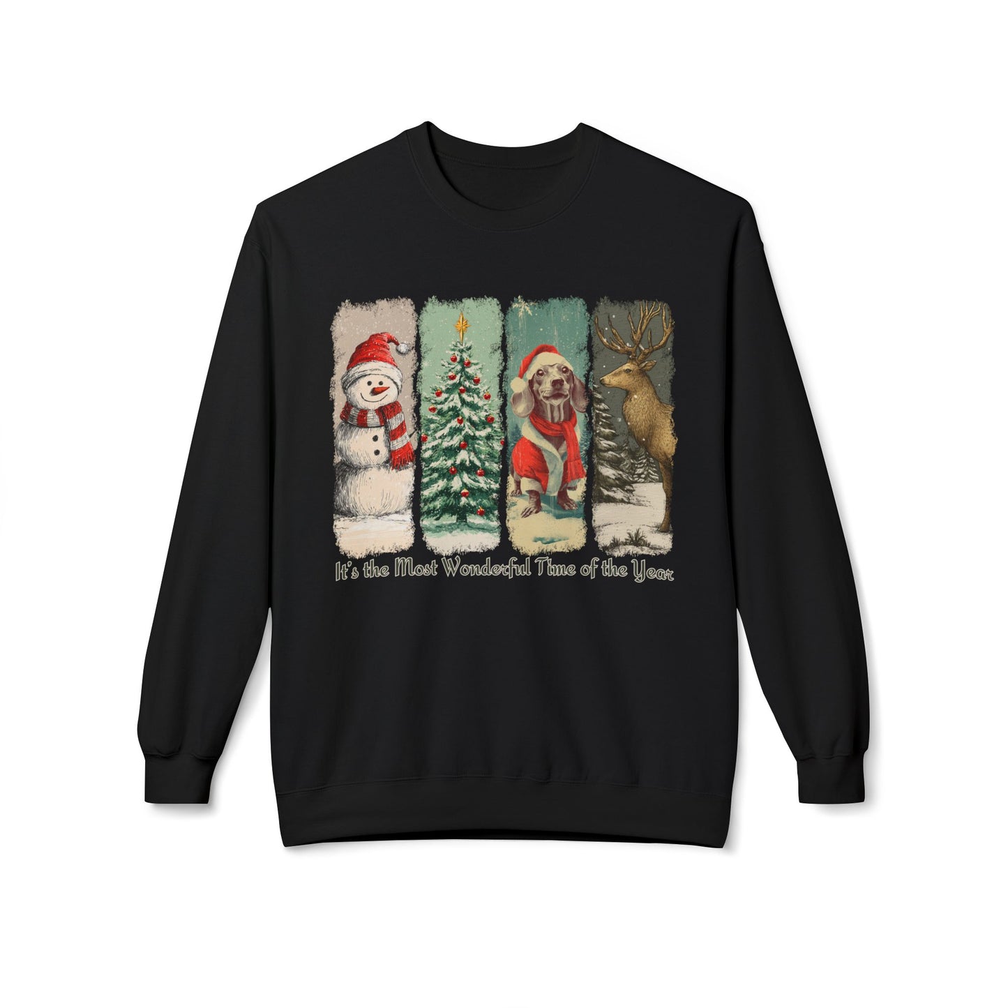 Dachshund Santa – Vintage Brush Stroke Christmas Sweater