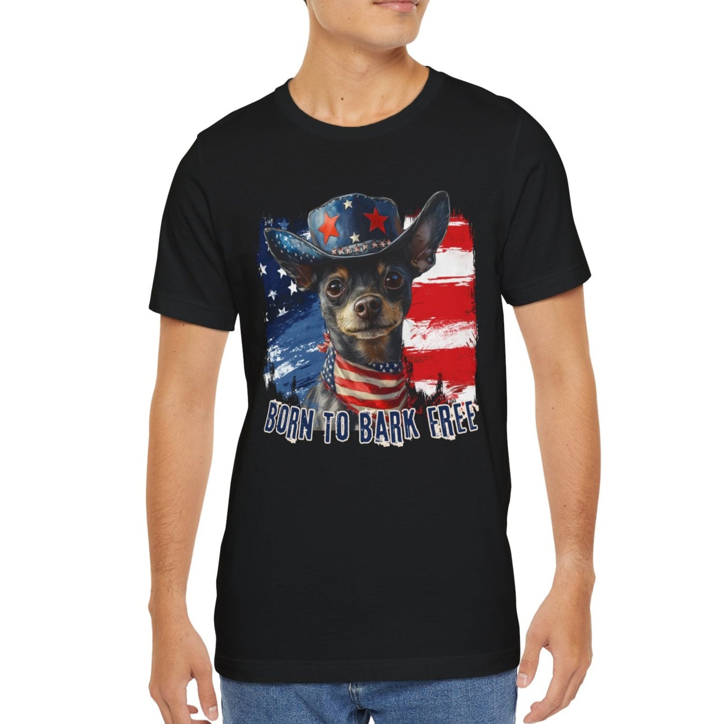 Xoloitzquintli Coated - Patriotic T-Shirt "Born to Bark Free"
