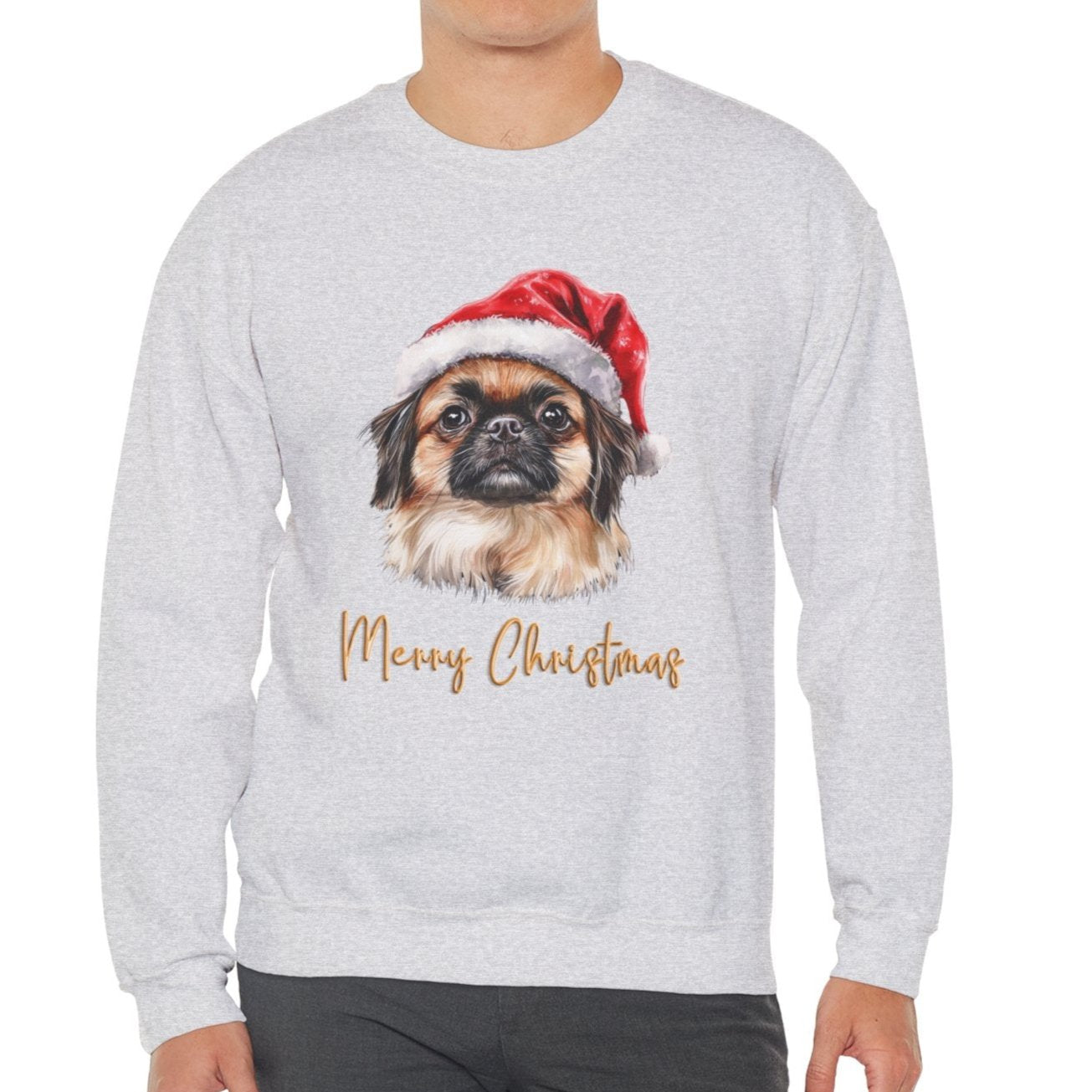 Pekingese In A Santa Hat Sweatshirt
