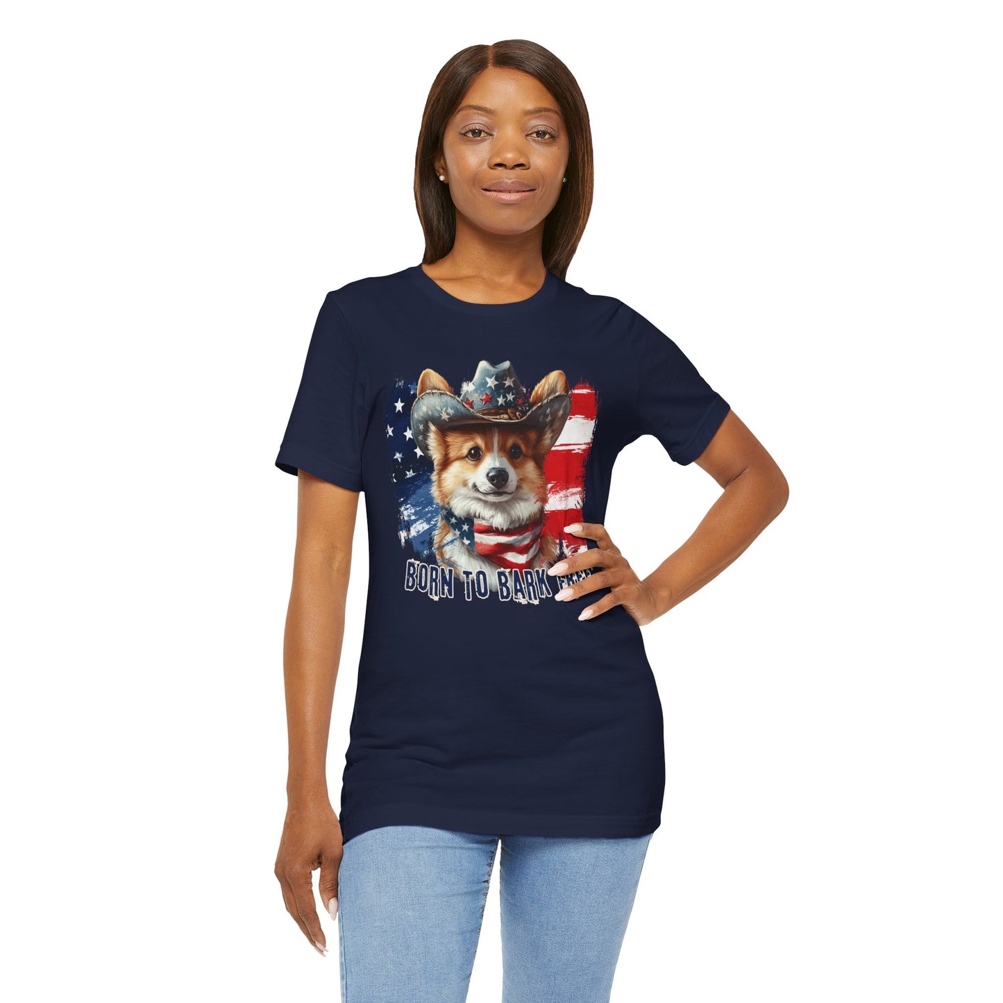 born to bark free corgi patriotic t-shirt, 4th of july, independance day dog lover t-shirt