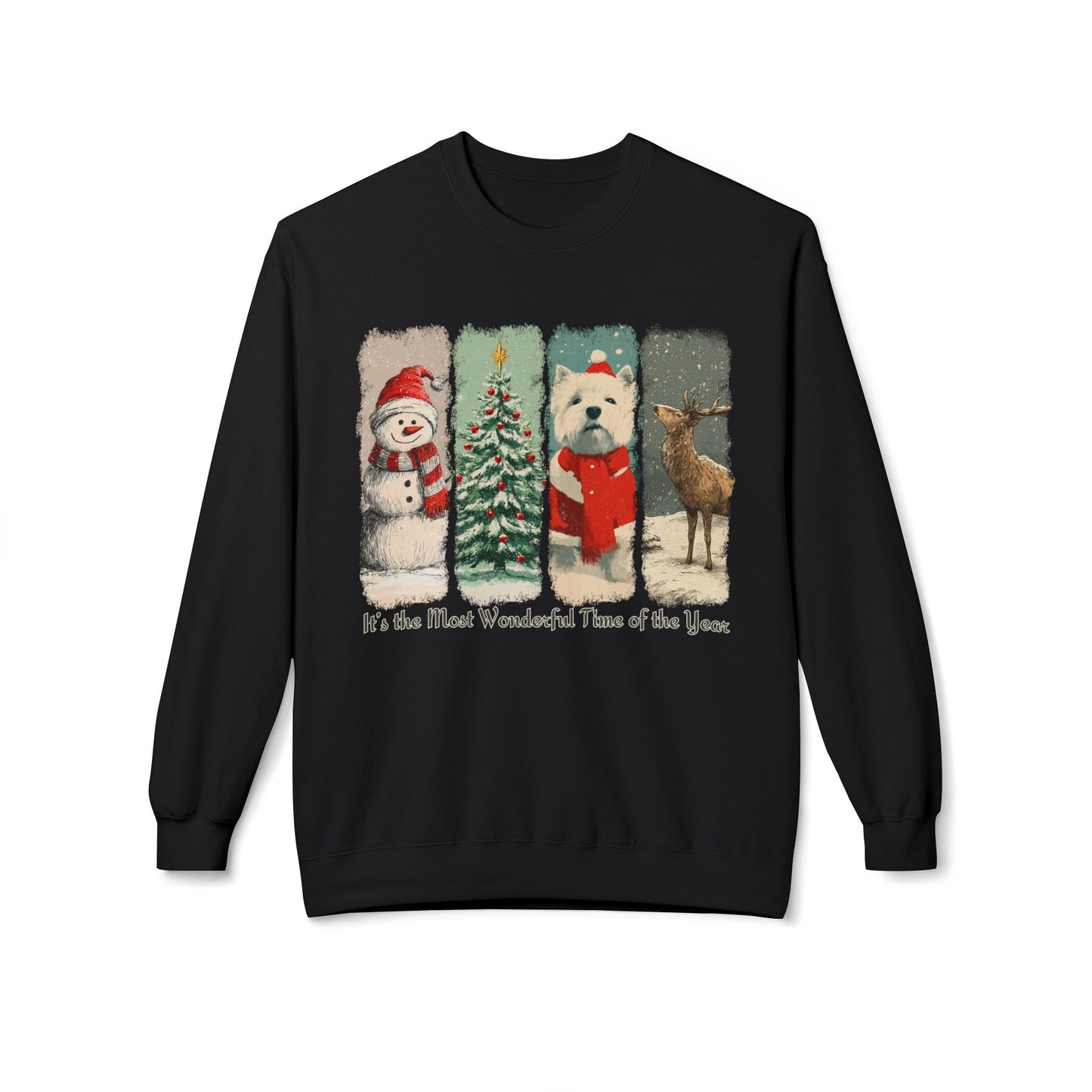 Westie Santa – Vintage Brush Stroke Christmas Sweater