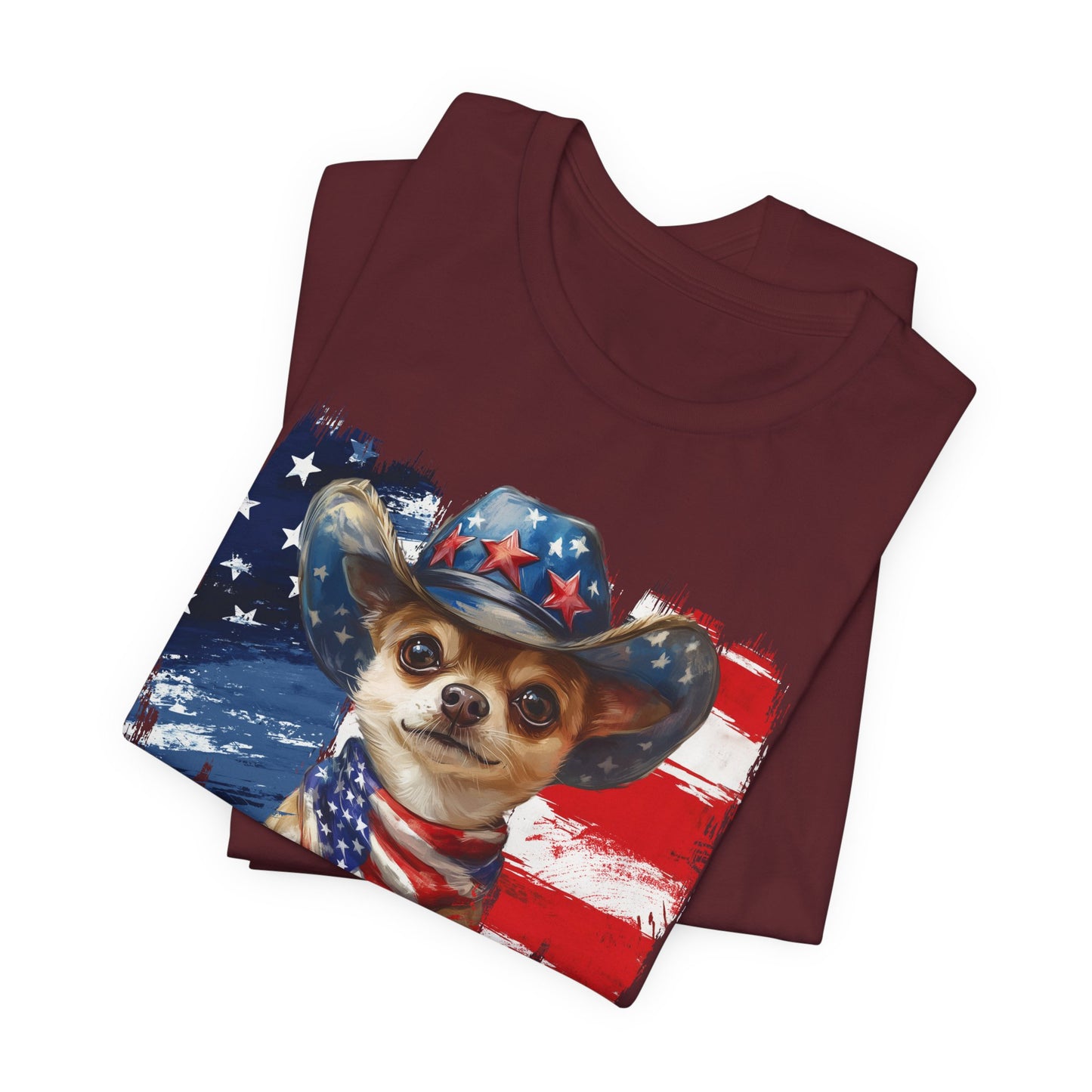 Chihuahua Patriotic T-Shirt "Born to Bark Free" - Dog-Themed Patriotic Design