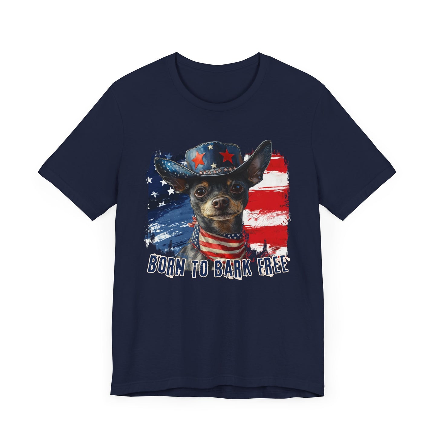 Xoloitzquintli Coated - Patriotic T-Shirt "Born to Bark Free"