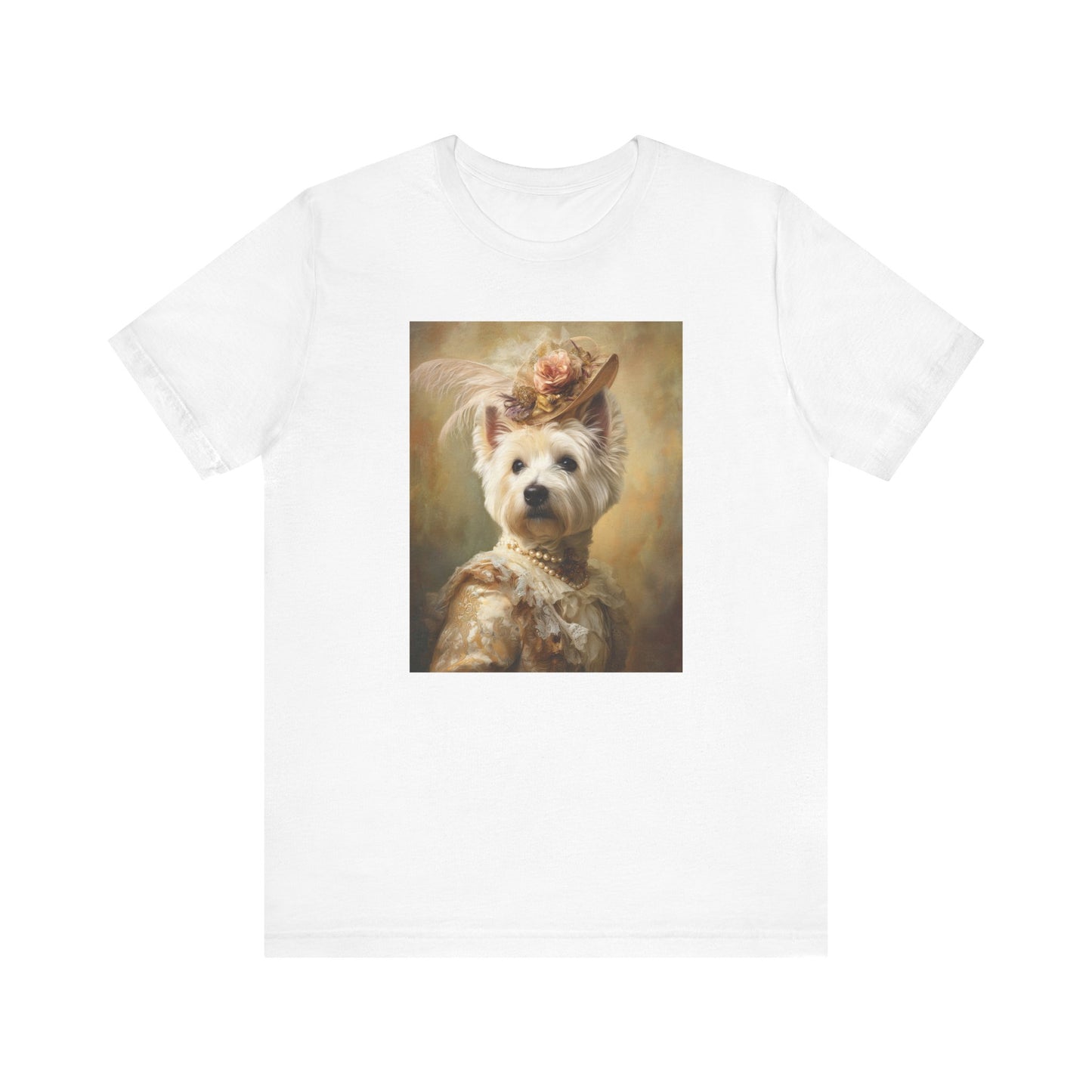 Royal Westie Girl Portrait Tee – Customizable Aristocrat Dog Shirt