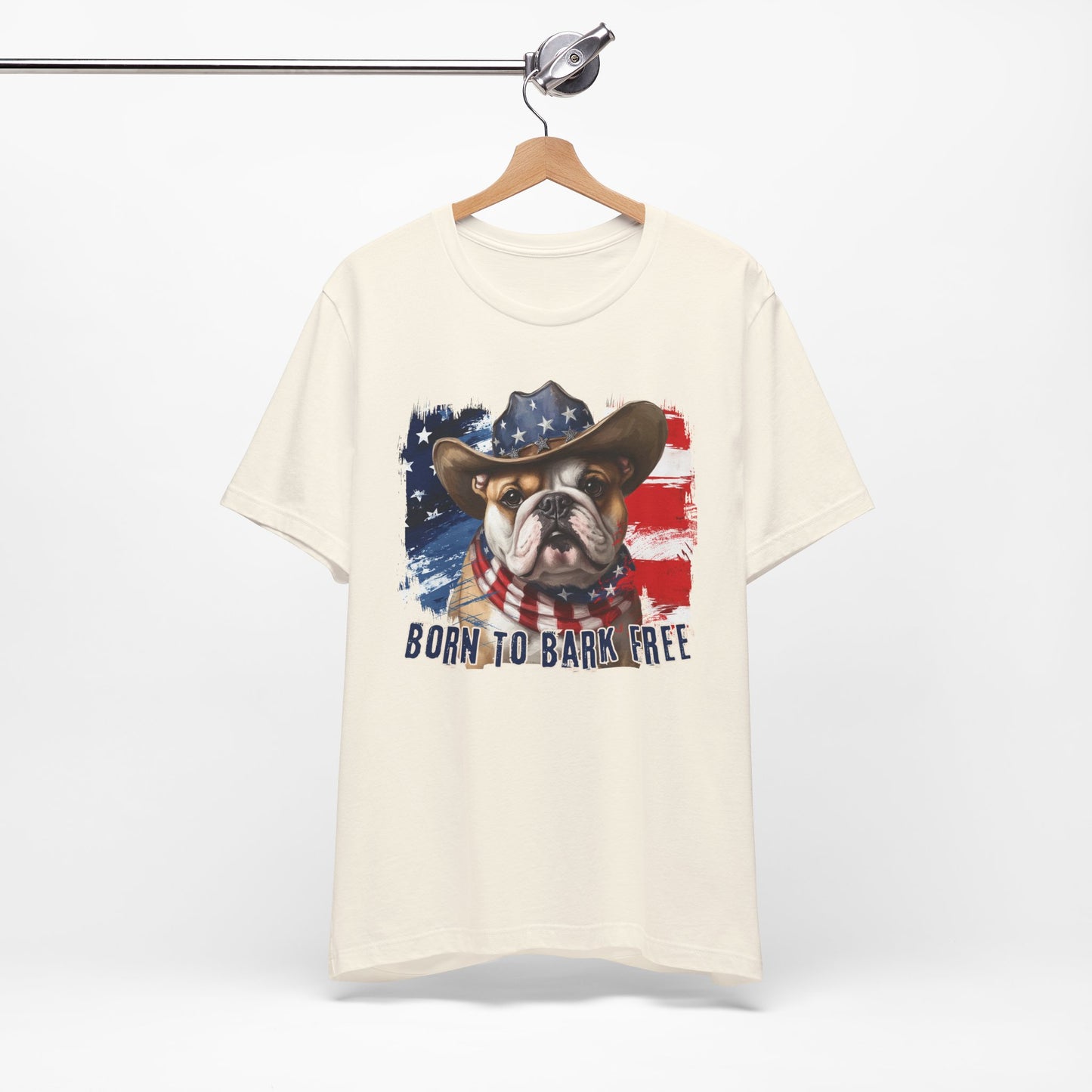 born to bark free english bulldog patriotic t-shirt, 4th of july, independance day dog lover t-shirt