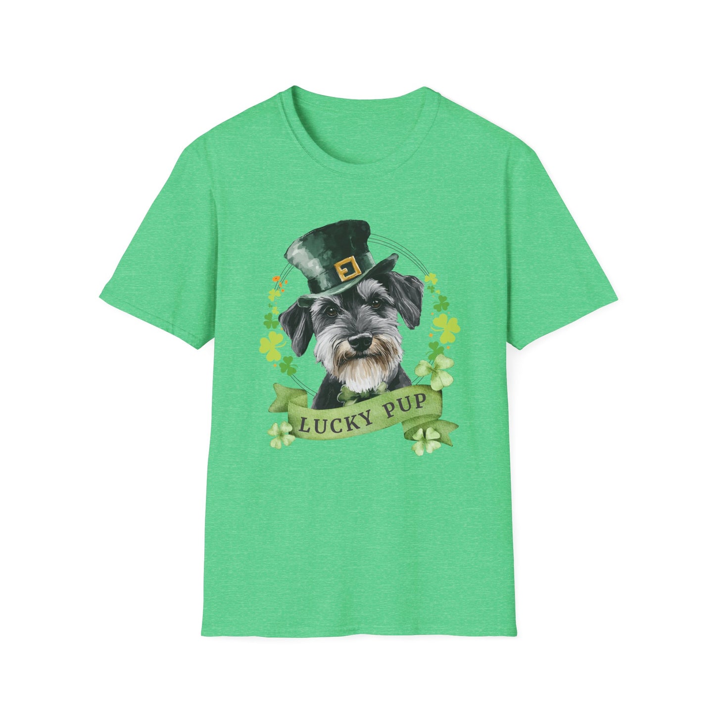 St. Patrick’s Day t-shirt featuring a Papillon dog with a shamrock garland and festive Irish design