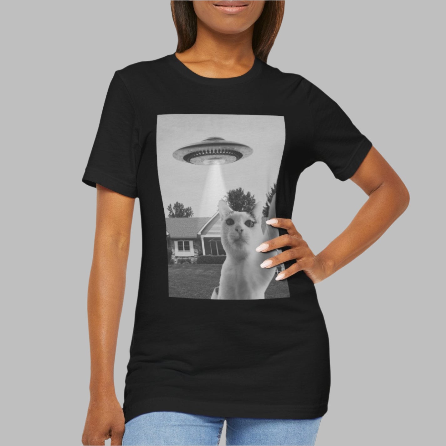 Funny Cat Alien Selfie T-Shirt