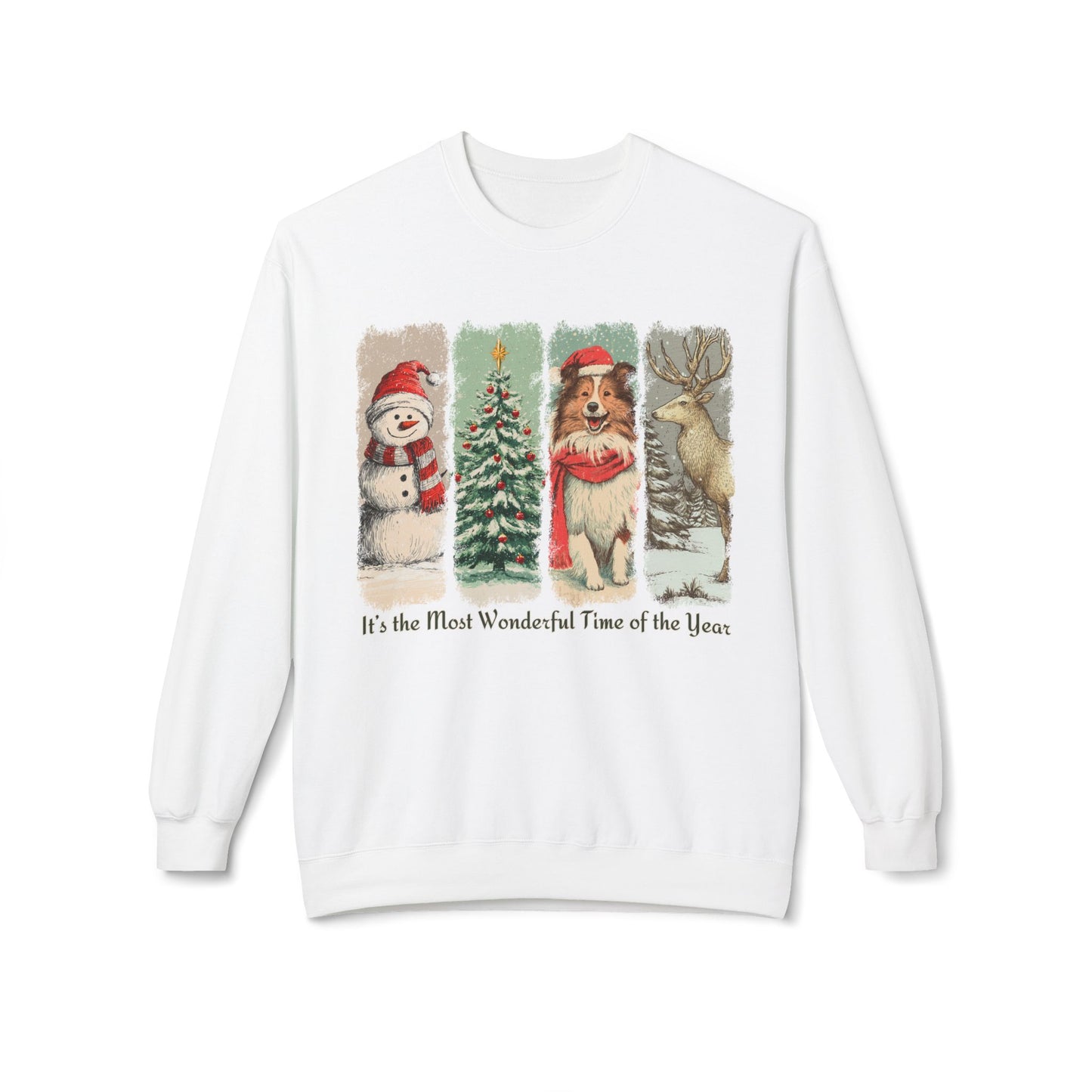 Sheltie Santa – Vintage Brush Stroke Christmas Sweater