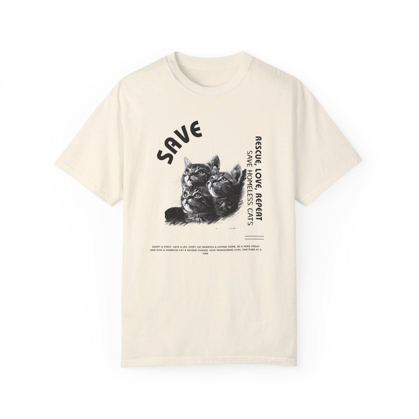 "Save Homeless Cats" Unisex Garment-Dyed T-shirt