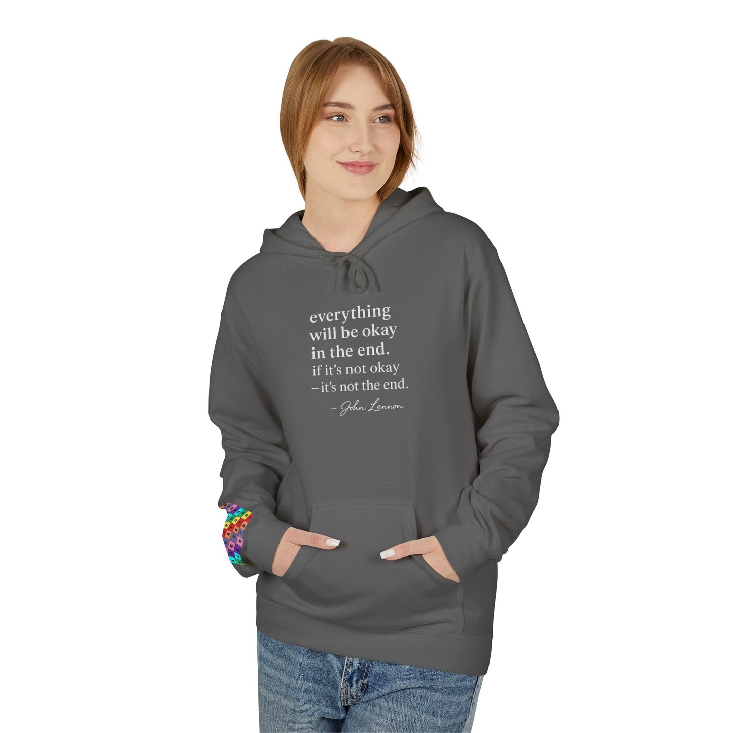 "It’s Not the End" John Lennon Quote Hoodie Inspirational Quote Fleece Hoodie