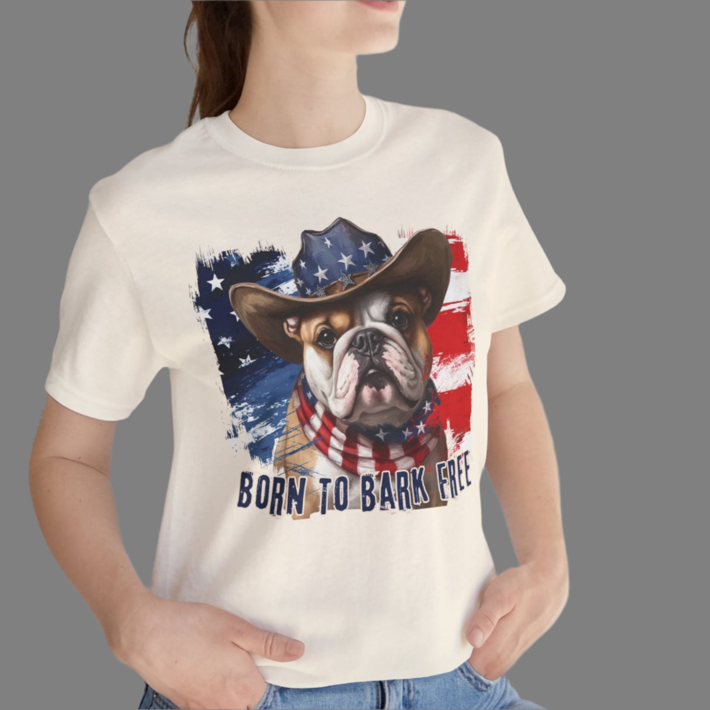 born to bark free english bulldog patriotic t-shirt, 4th of july, independance day dog lover t-shirt