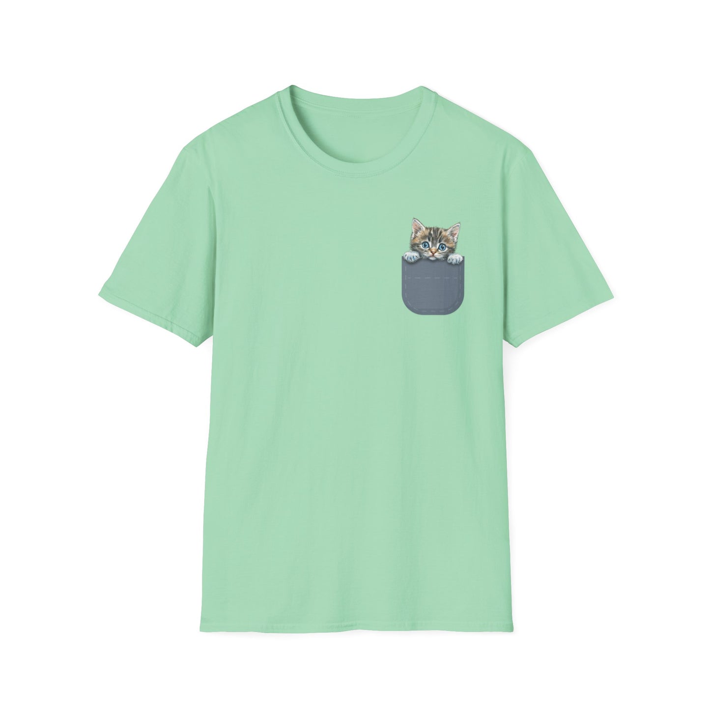 Peek-A-Boo Kitten Pocket - Unisex Softstyle T-Shirt
