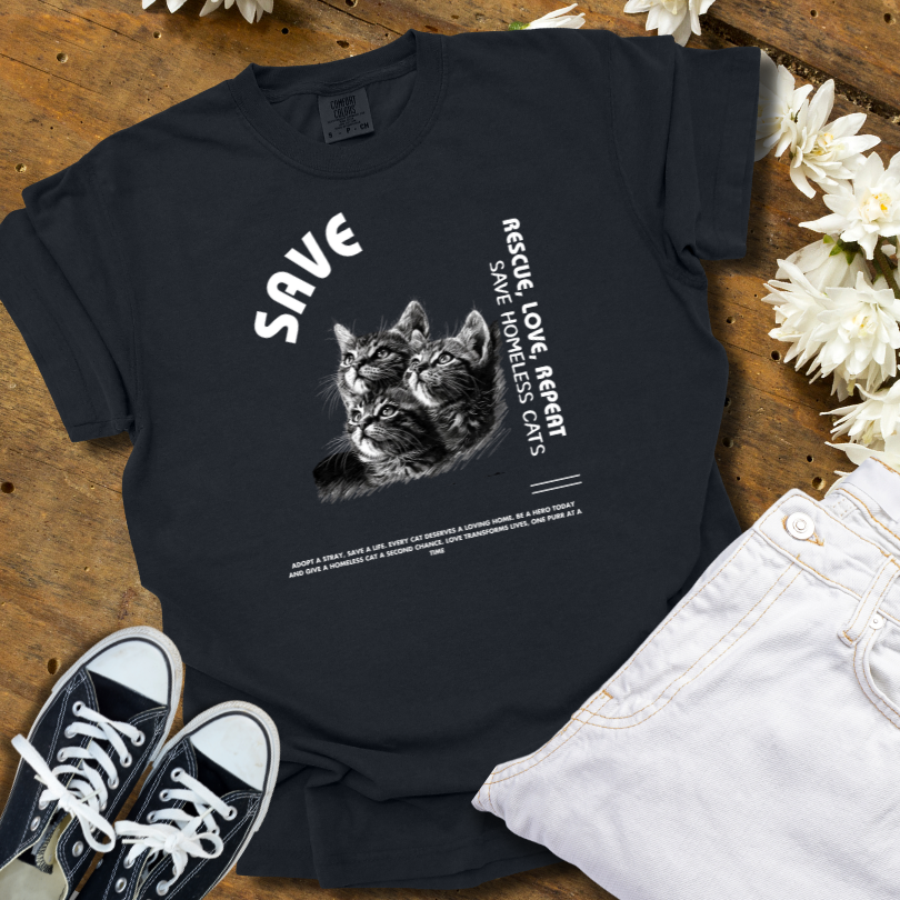"Save Homeless Cats" Unisex Garment-Dyed T-shirt