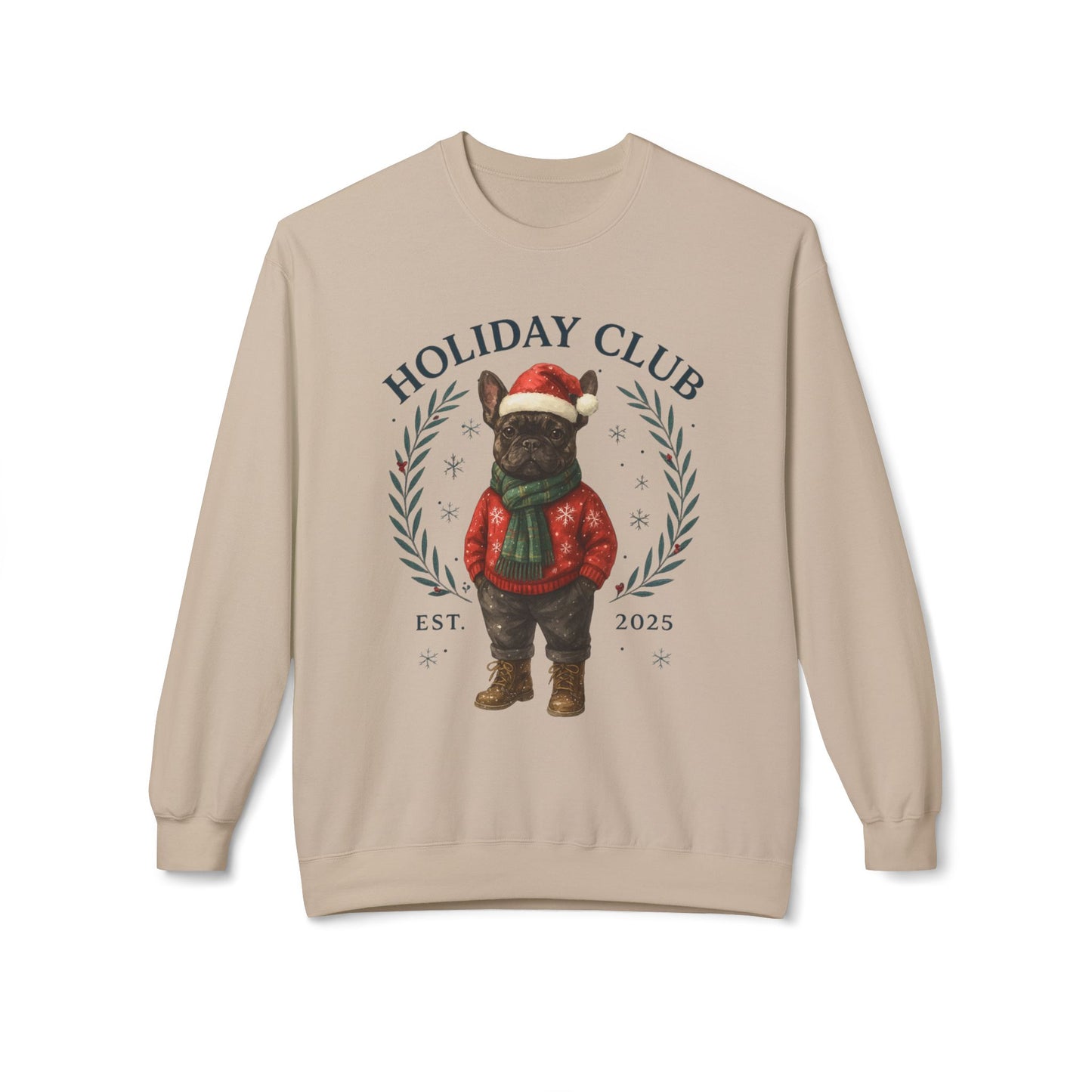 Brindle Frenchie Holiday Club Christmas Sweater