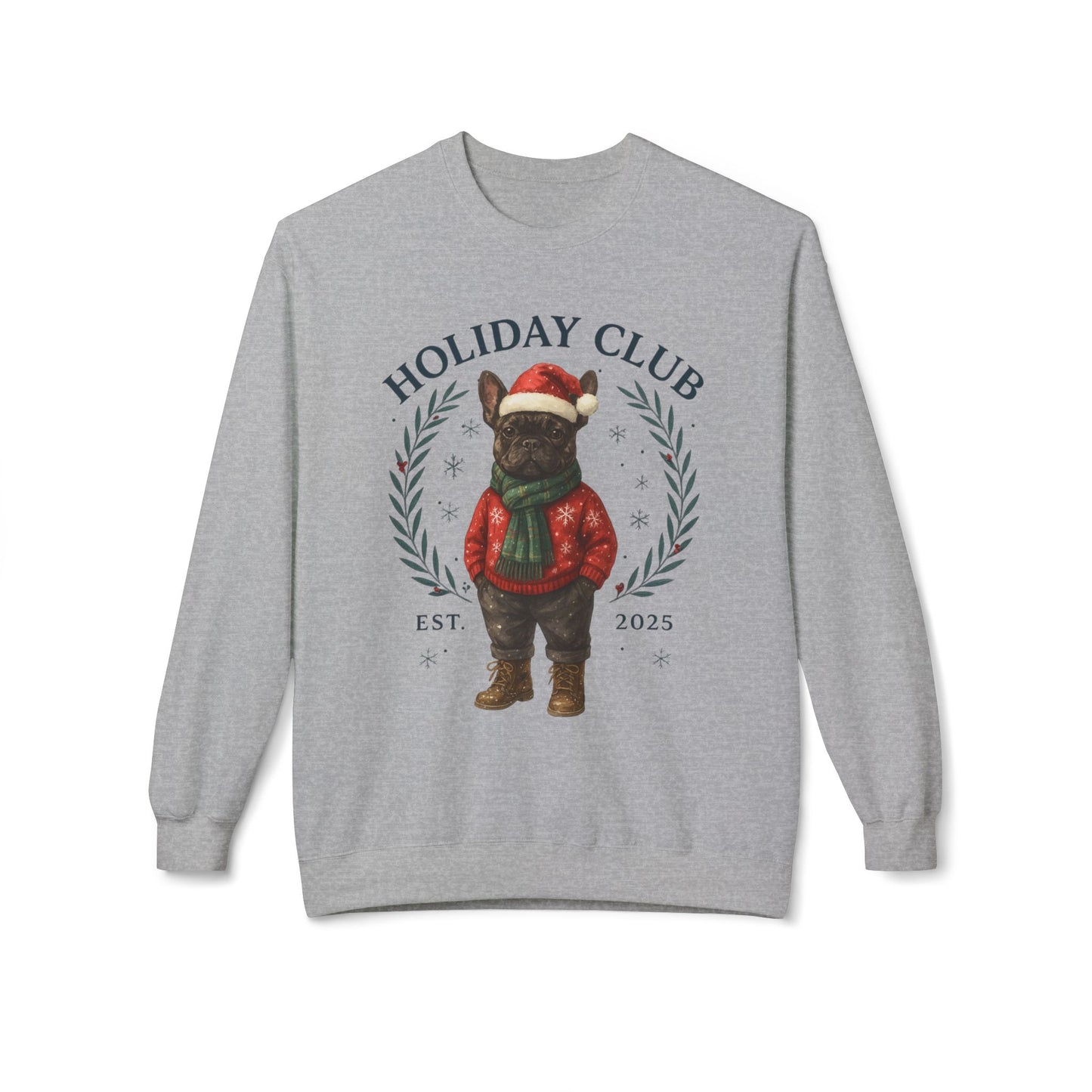 Brindle Frenchie Holiday Club Christmas Sweater